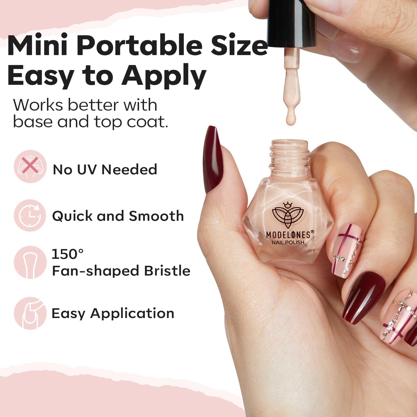 modelones Nail Polish Set, 6 Colors Nude Brown Pink Skin Tones Milky White Mini Nail Polish Fall Winter Neutral Brown Quick Dry Fingernail Polish Manicure DIY Salon Home Gifts for Women Girl