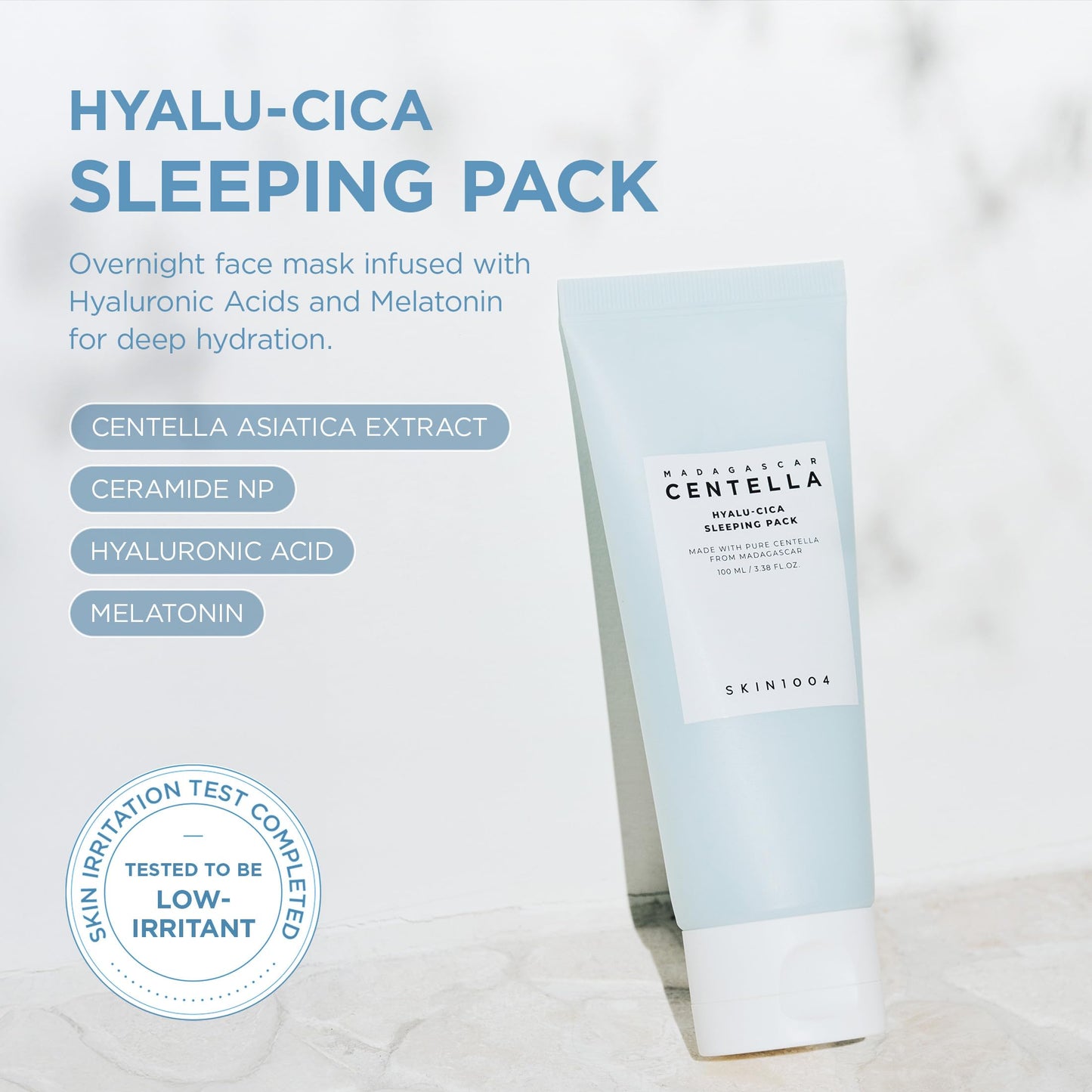 SKIN1004 Hyalu-Cica Sleeping Pack, Korean Face Moisturiser with Hyaluronic Acid & Centella, Cream