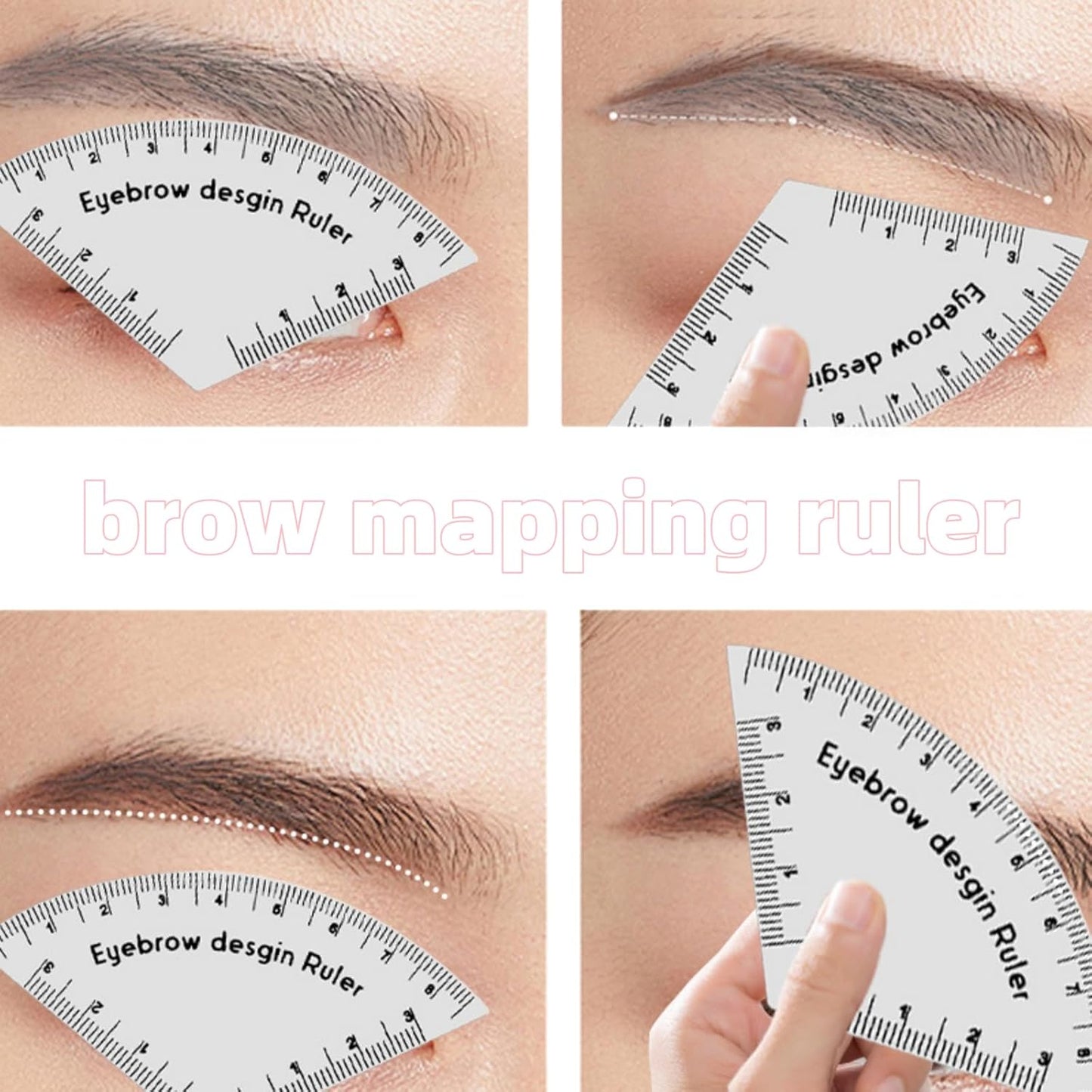 4Pcs Eyebrow Mapping Ruler, Brow Shaping Tool with Guide Stencils - Precise Measuring for Symmetrical Eyebrows, Easy to Use, Travel-Friendly & Hypoallergenic