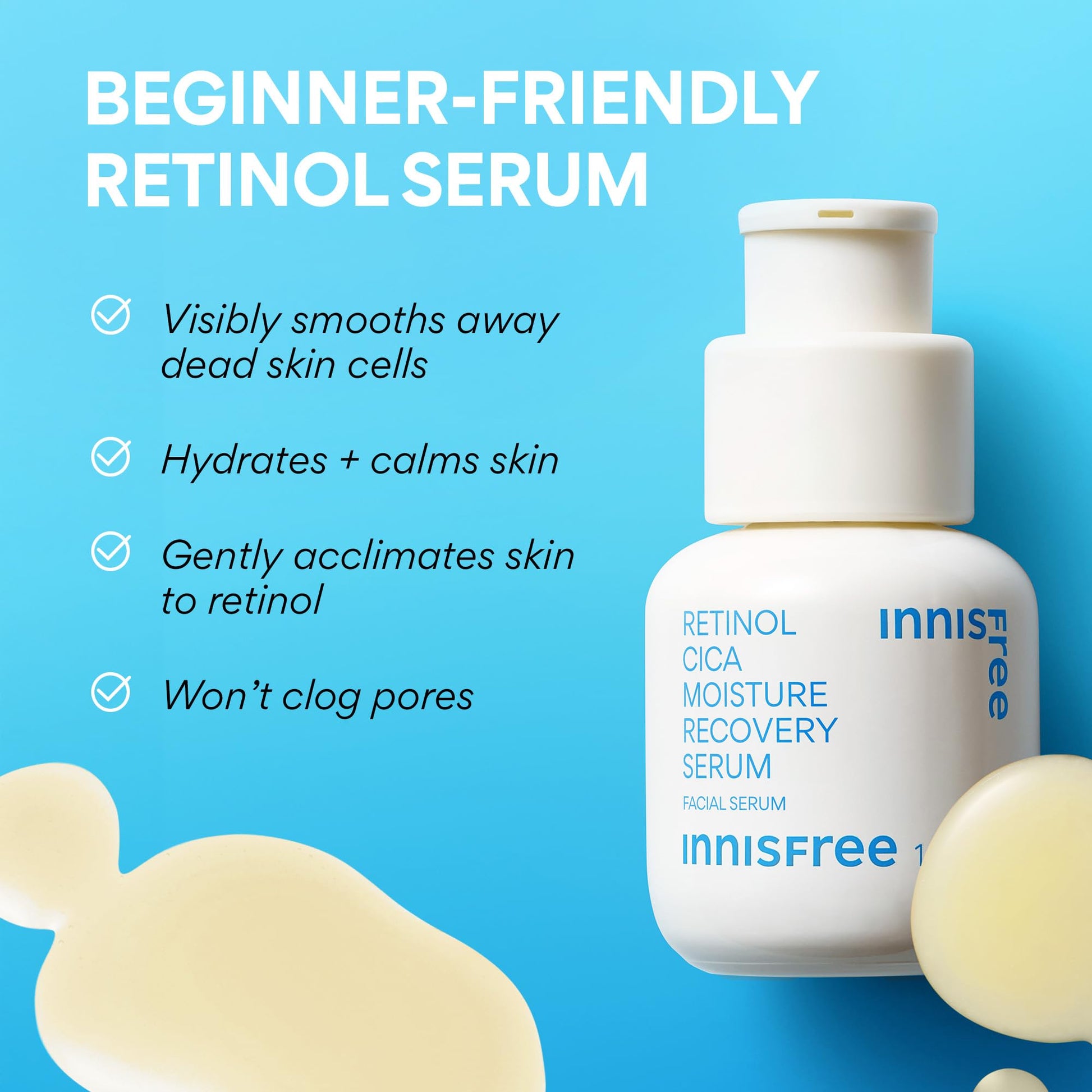innisfree Retinol Cica Serum with Salicylic Acid | Korean Moisture Recovery Treatment with