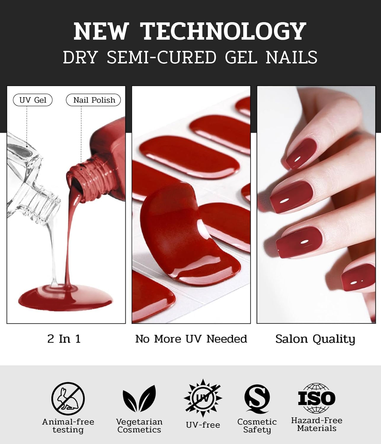 Nail Polish Strips - 22 Pcs Salon Quality Gel Nail Stickers - Long Lasting Wraps (Silver Moon Haze)