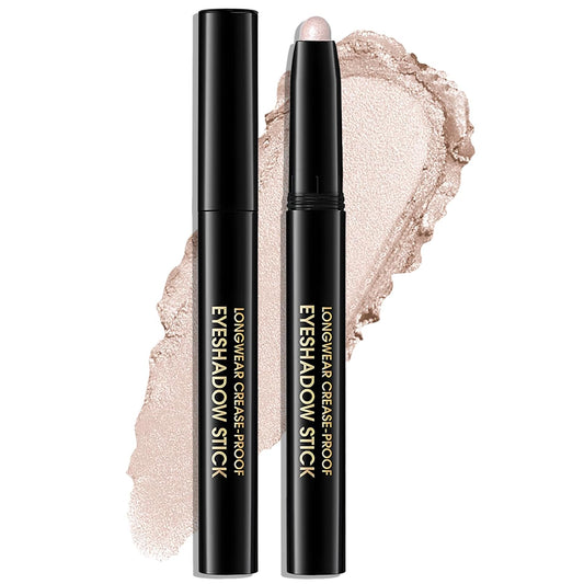 Eyeshadow Stick Shimmer Waterproof Long Wear Eye Brightener Cream to Powder Glitter Eye Shadow Crayon High Pigmented Highlighter Eye Liner Pencil Makeup Crease-Proof Buildable Color, 6 OYSTER