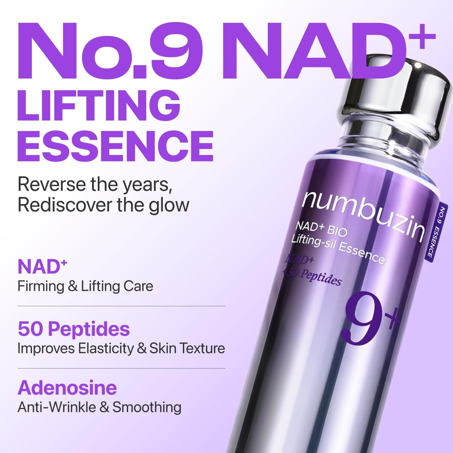 numbuzin No.9 NAD+ Peptide Lifting Serum for Face and Body, Firming & Wrinkles, 50 Peptide Essence
