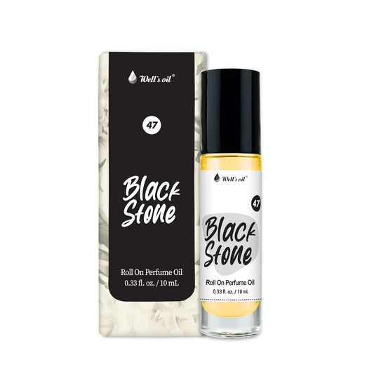 Well's Oil Roll-On Perfume Oil (Black Stone) | Woody & White Floral Notes | Long-Lasting | Paraben-Free | 0.33 Fl Oz / 10 ml