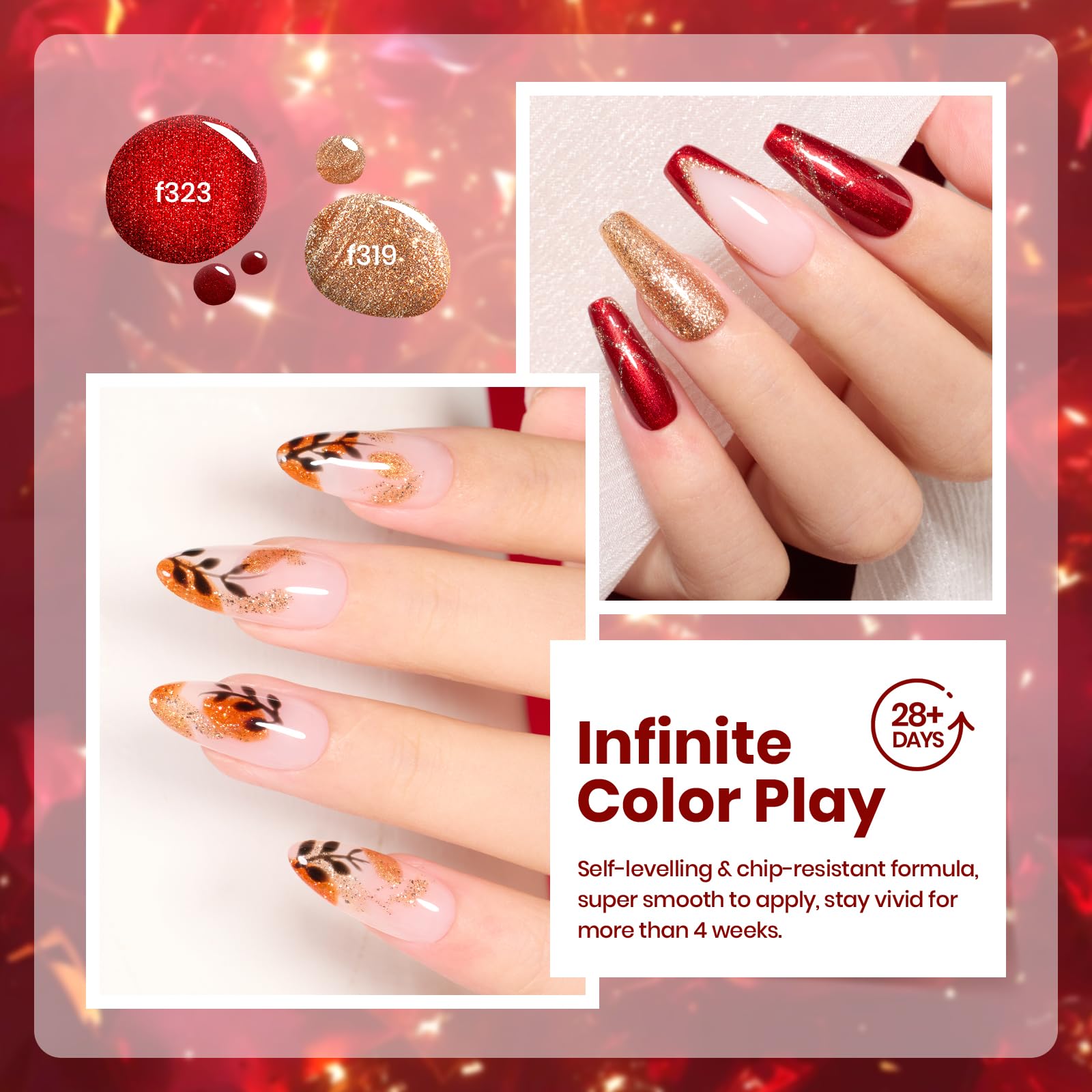 Beetles Fall Glitter Gel Polish, Passion Rush Collection Glitter Nails