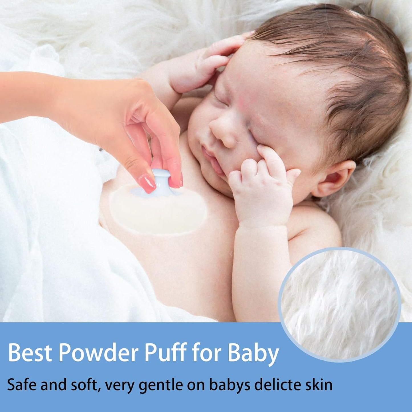 SHIMIDO Body Powder Puff and Container, 3.15" Portable Empty Powder Case Box with Lids for Baby, Women's, Travel and Home Use (White Flowers)