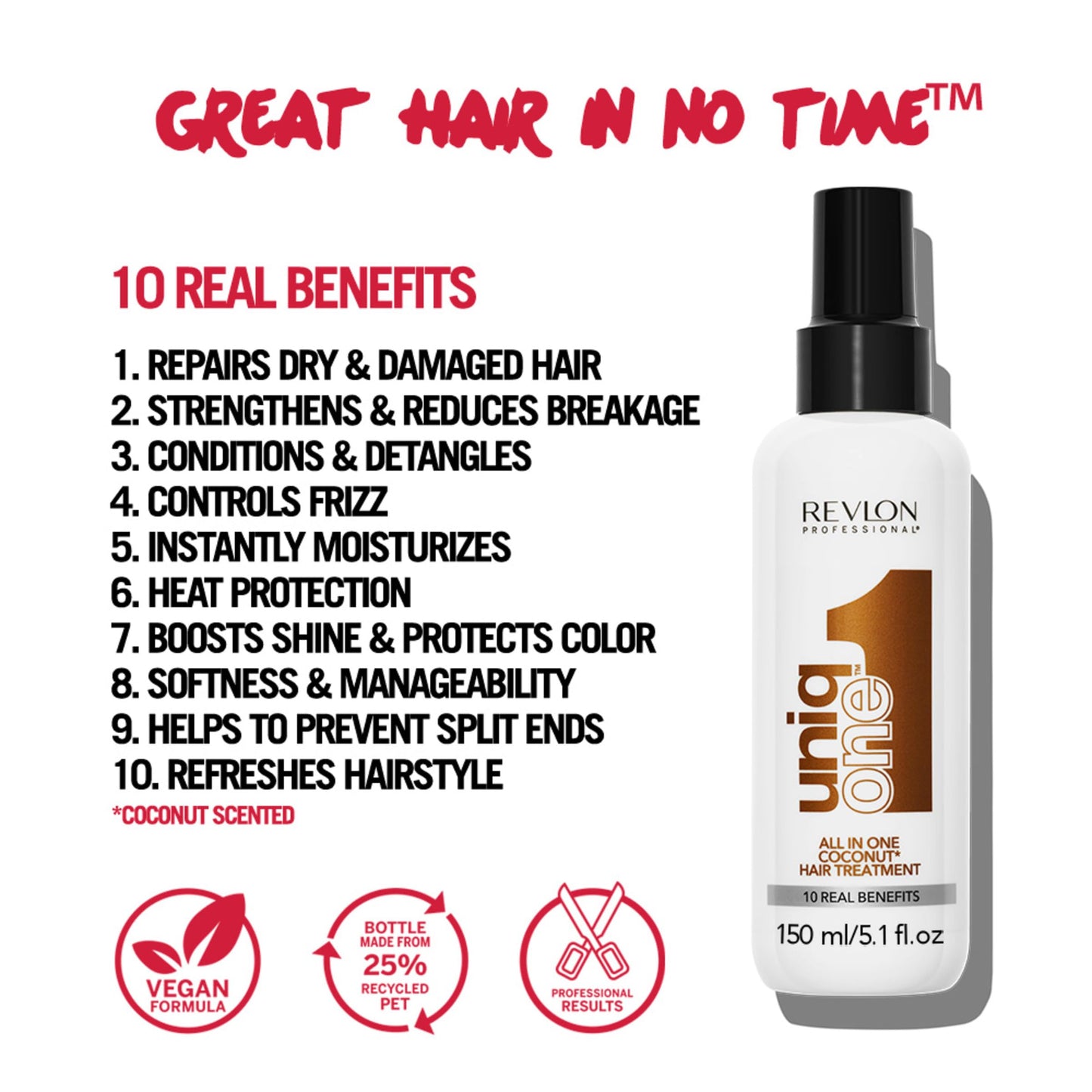 REVLON PROFESSIONAL UniqOne 10-in-1 Hair Treatment, Coconut, 5.1 Fl Oz