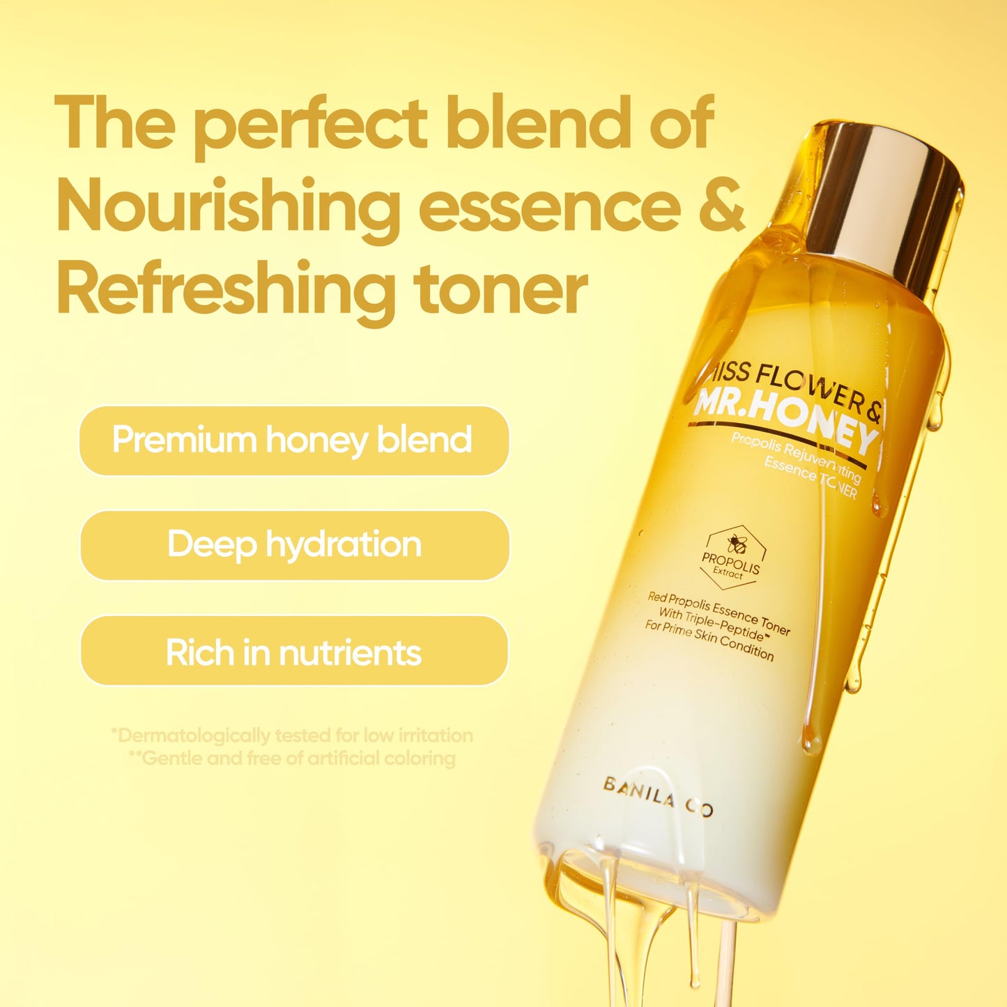 BANILA CO Miss Flower & Mr Honey Propolis Rejuvenating Essence Toner | Hydrating Toner with