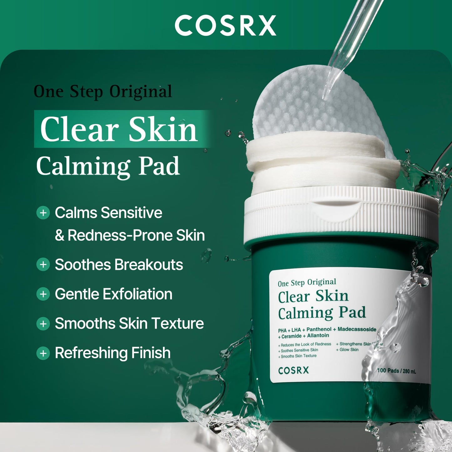 COSRX OneStep Skin Calming Toner Pads, Soothing & Exfoliation (100 Pads)