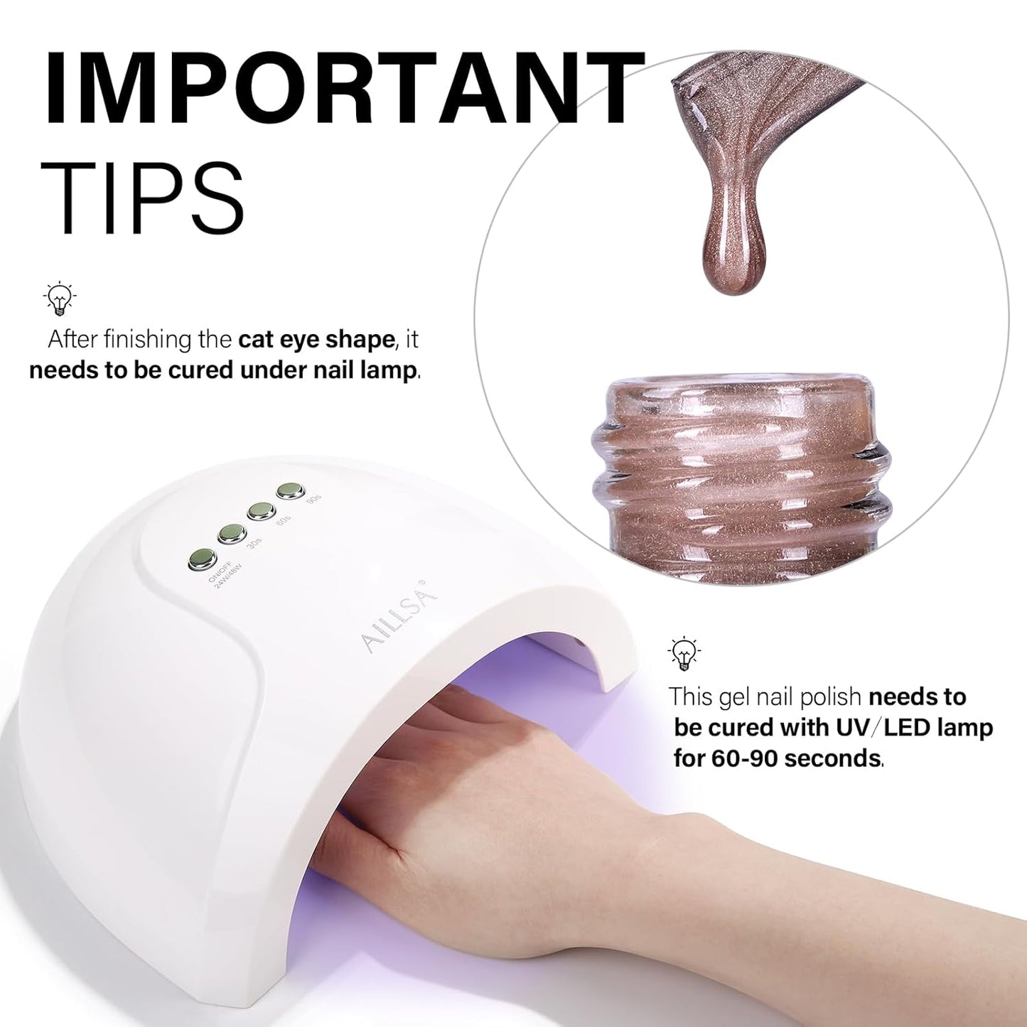 AILLSA Glass Cat Eye Gel Nail Polish, 15ml Nude Glitter Jelly Sheer Gel Polish, Translucent Magnetic Shimmer Sparkle Nail Art U V Salon 0.5 OZ GF34