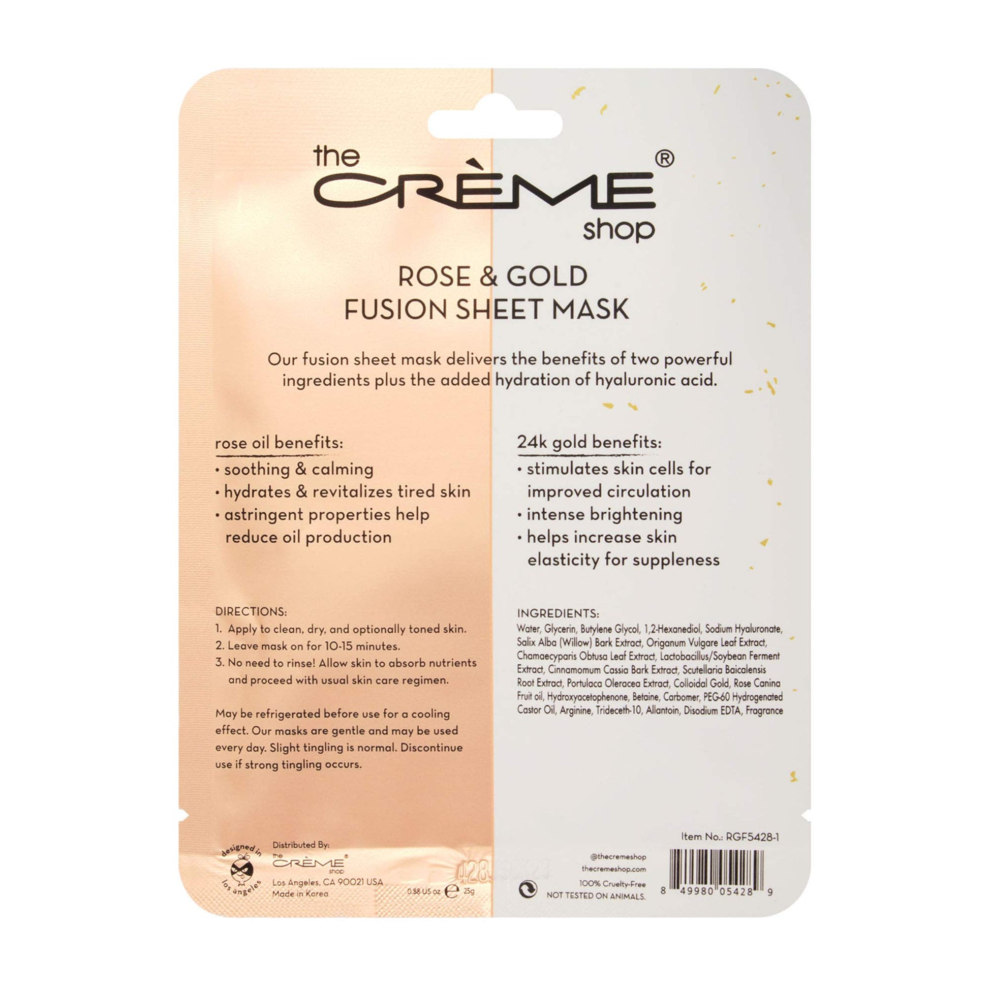 The Crème Shop Fusion Essence Sheet Mask (Rose Oil & 24k Gold/Pack of 5)