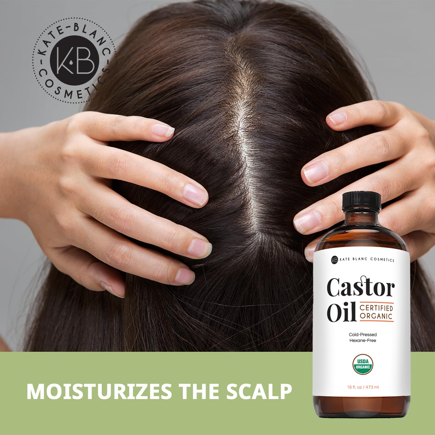 Kate Blanc Cosmetics Castor Oil Organic for Hair, Skin & Face (16oz)