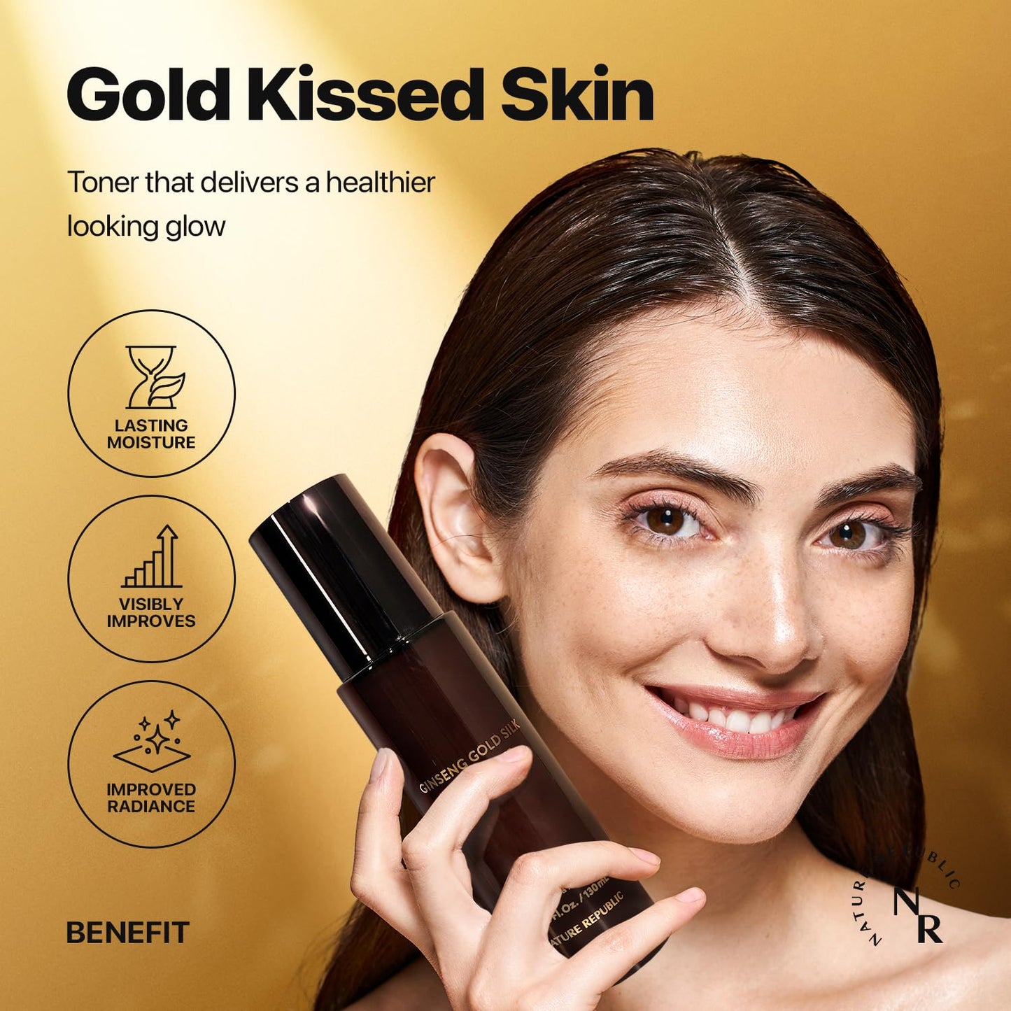 Nature Republic Ginseng Gold Silk Facial Toner | Hydrating Glow Toner, Niacinamide & Silk Amino
