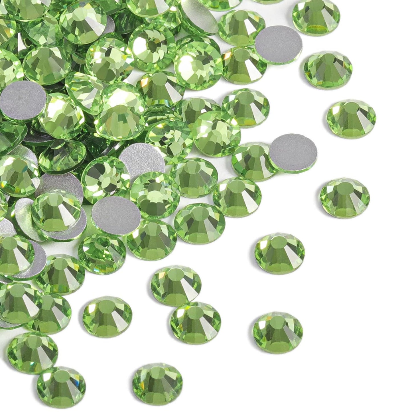 beadsland Flat Back Crystal Rhinestones Round Gems for Nail Art and Craft Glue Fix, Light Green (2.9-3.0mm) SS12/1440pcs