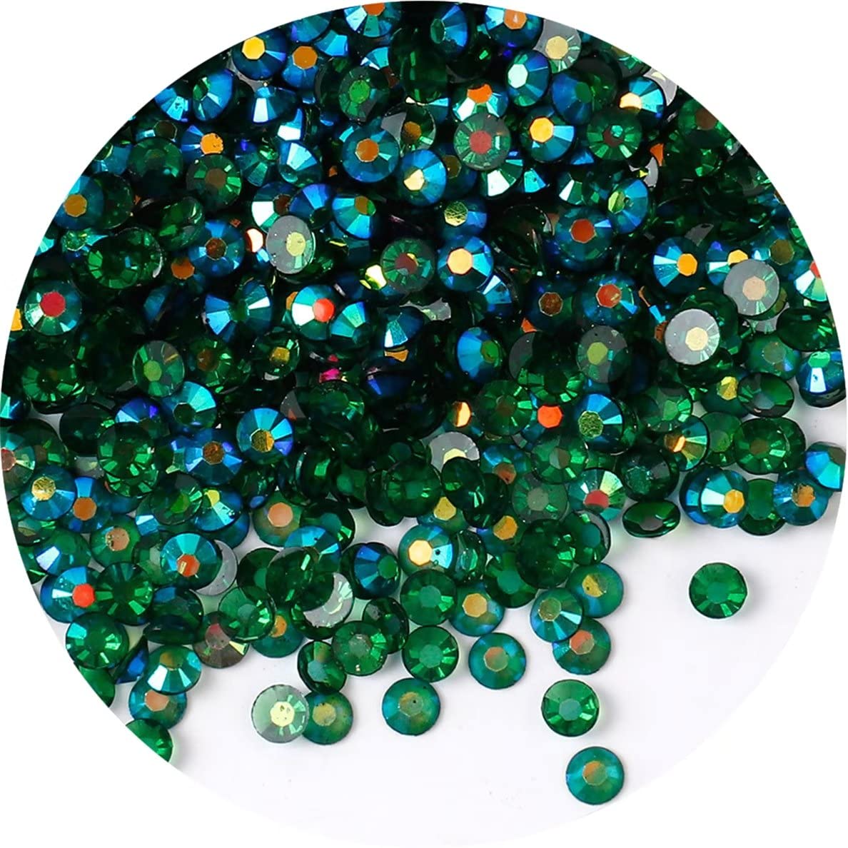 1440 Pcs SS20 5mm AB Flatback Rhinestones for Nails Art Crafts Transparent Glitter Round Gems Crystals DIY Clothes Shoes(Clear Dark Green AB)
