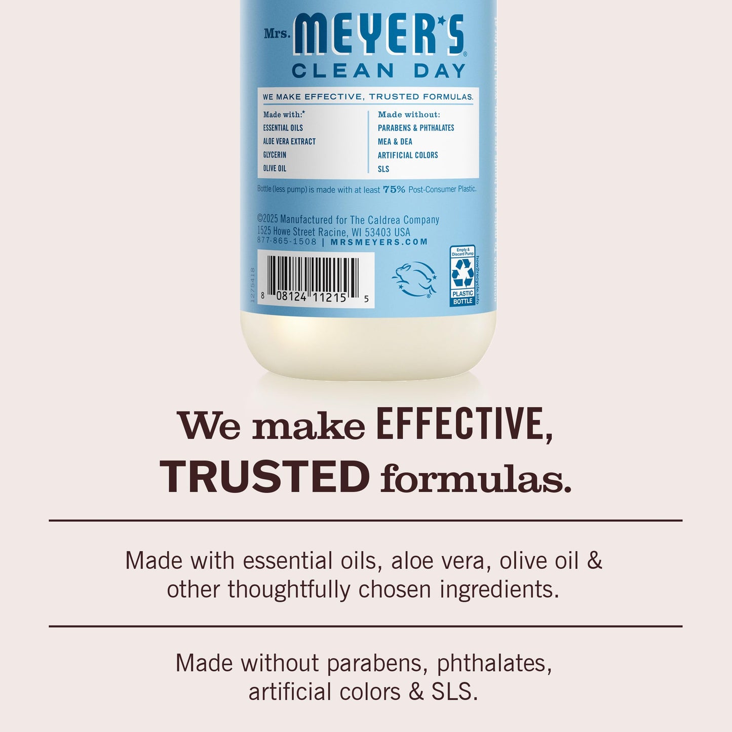 MRS. MEYER'S CLEAN DAY Hand Soap, Rain Water Scent, 12.5 Fl Oz Bottle - 3 Pack