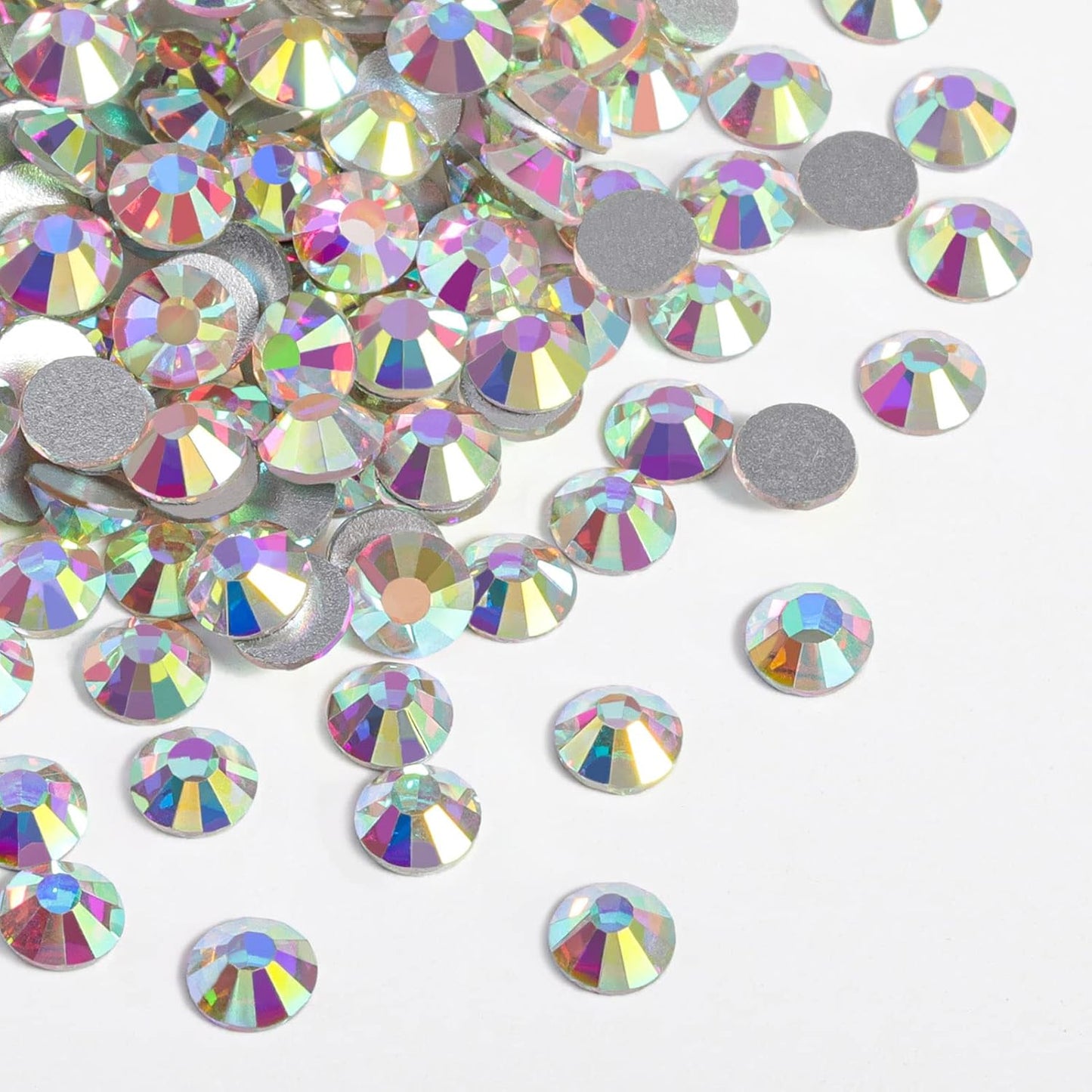 beadsland 1440pcs Flat Back Crystal Rhinestones Round Gems for Nail Art and Craft Glue Fix, CrystalAB (SS6(1.9-2.1mm))