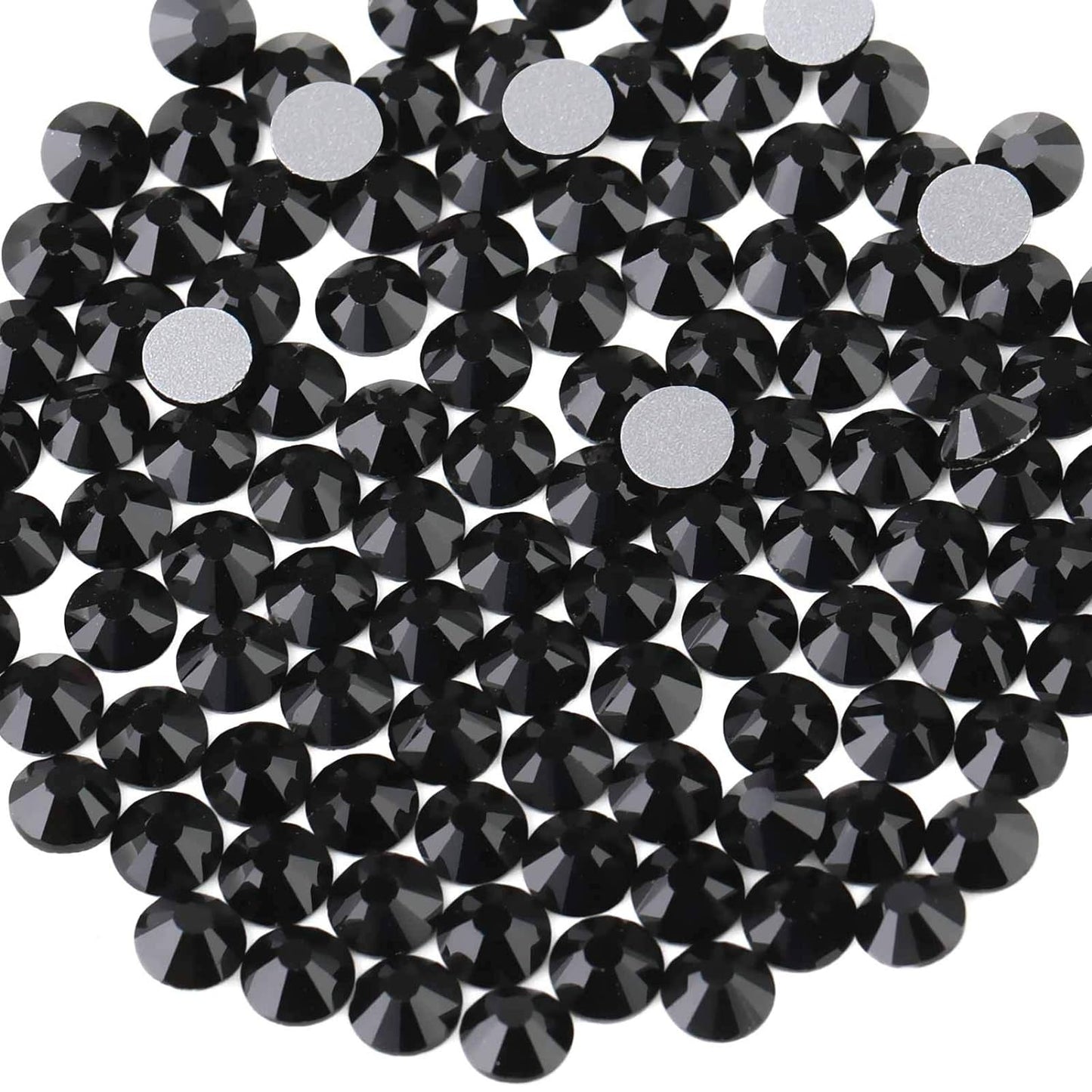 beadsland 1440 Piece Flat Back Crystal Rhinestones Round Gems,1.3mm-6.5mm, Black(SS16(3.8-4.0mm))