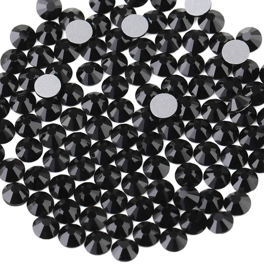 beadsland 1440 Piece Flat Back Crystal Rhinestones Round Gems,1.3mm-6.5mm, Black(SS16(3.8-4.0mm))