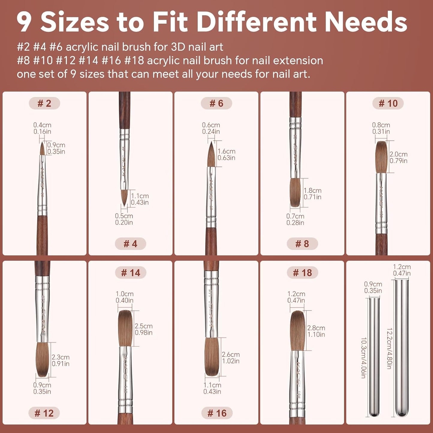 KADS Acrylic Nail Brush with Penholder Nail Brush for Acrylic Application-Oval Shaped Powder Nail Design Tools for Professional Manicure DIY Home Salon (2#)