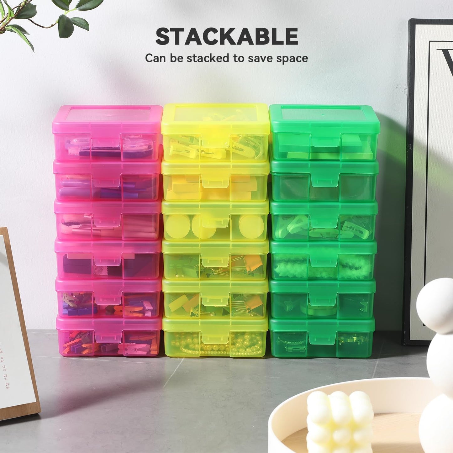 18 Pack Small Plastic Storage Containers Clear Arts & Crafts Storage Boxes & Organizers Stackable Small Containers With Lids For Organizin (Set 3)
