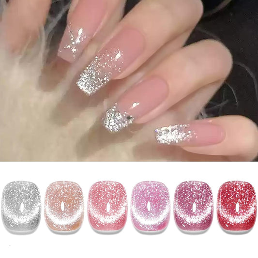 Born Pretty Magnetic Gel Polish Platinum Glitter Cat Magnetic Gel Nail Polish Silver Rose Gold Pink