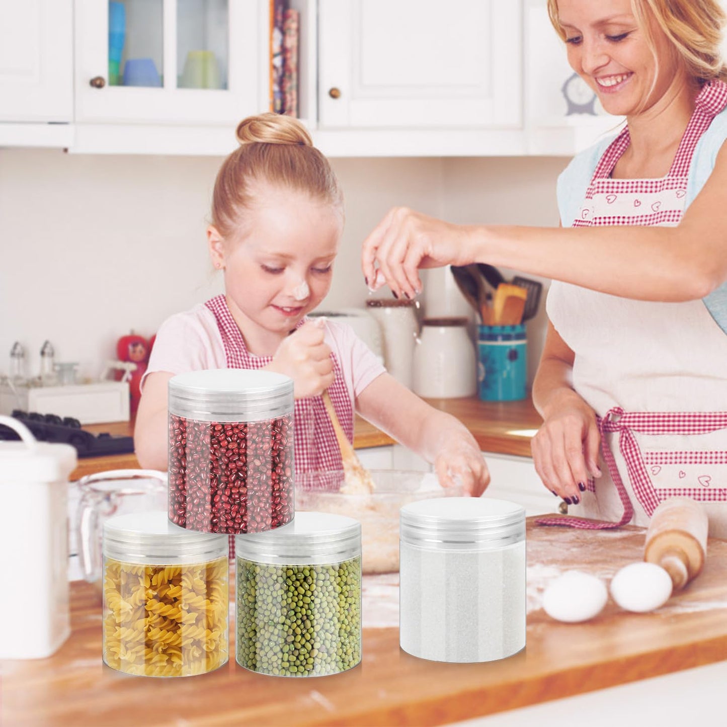 36 Pack 8oz Household Plastic Jars with Lids, BPA Free, Reusable, Refillable Transparent Cosmetic Containers for Bath Salts, Cosmetics, Powders, Beauty Product and Small Accessories, White