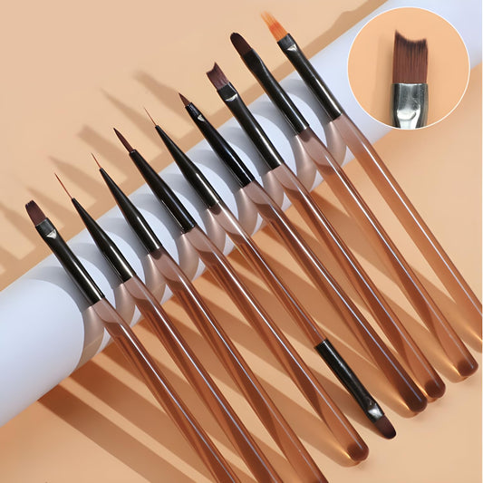 9pcs Nail Art Brushes Set, Acrylic Nail Brush, Nail Art Design Pen Painting Tools with Nail Extension Gel Brush, Builder Nail Gel Brush, Nail Dotting Pen Salon at Home Diy Manicure