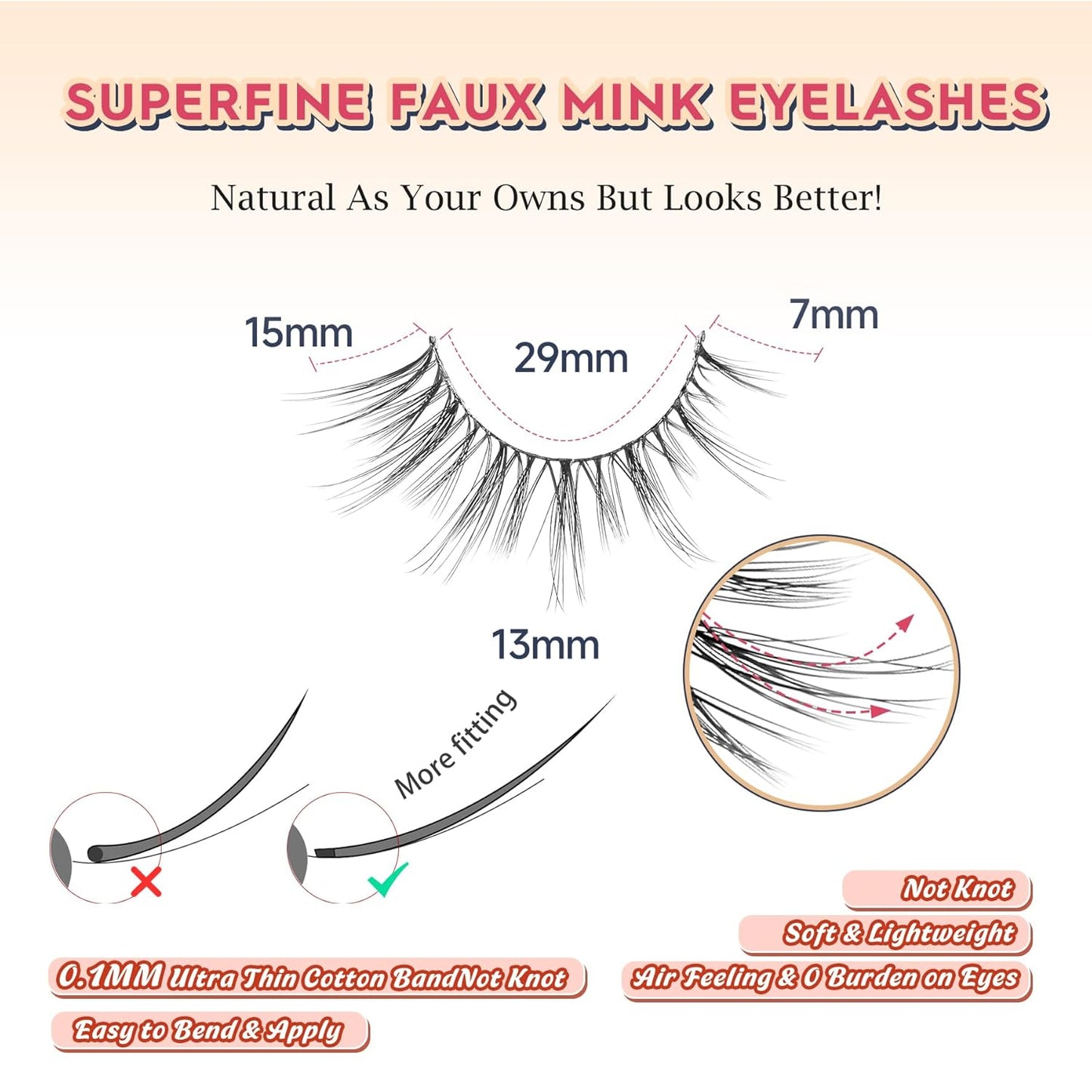 Wispy Eyelashes Cat Eye Lashes Natural Look Fox Eye Eyelashes Thin Band Strip Lashes 15MM False Eyelashes 3D Volume Fake Lashes Pack 7 Pair Siligli