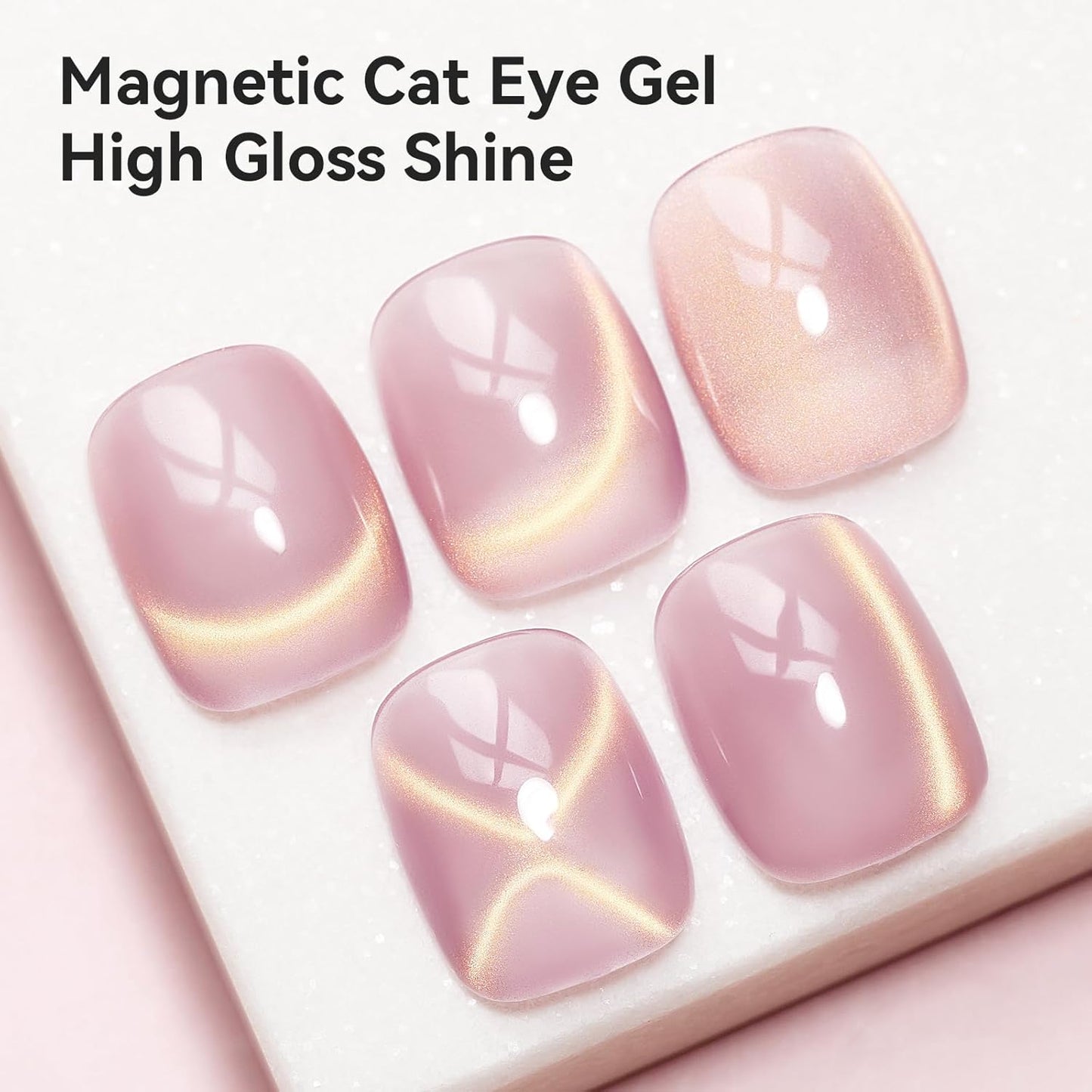 Cat Eye Gel Nail Polish Sheer Pink Glass Jelly Magnetic Nail Polish Gel Shimmer Glitter Gloss Shine Holographic Translucent Color For Nail Art Manicure DIY At Home 12ml