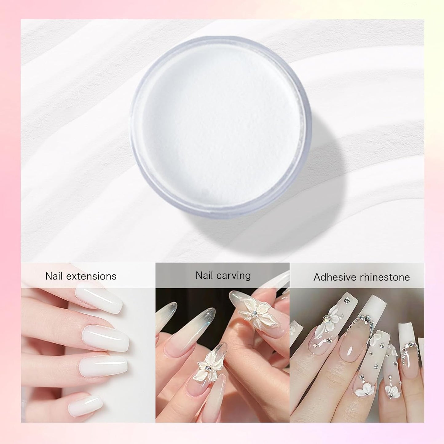 Acrylic Powder for Nail 56g: 2oz Lucent White Acrylic Powder Large Capacity Professional for 3D Art Carving French Extension - DIY Nail Carving Long-Lasting No Needed Lamp