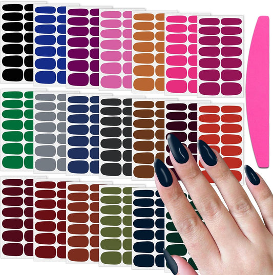 SILPECWEE Nail Stickers Full Nail Wraps (20 Sheets, Bright Color), Self Adhesive Nail Polish