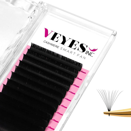 VEYES INC Cashmere Smart Fan Lash Extensions 0.03 0.05 0.07 C/CC/D Curl 8-20mm Mixed & Single Length, Super Matte Black Volume Lashes, Professional Supplies for Lash Techs (0.05 C 15-20mm)