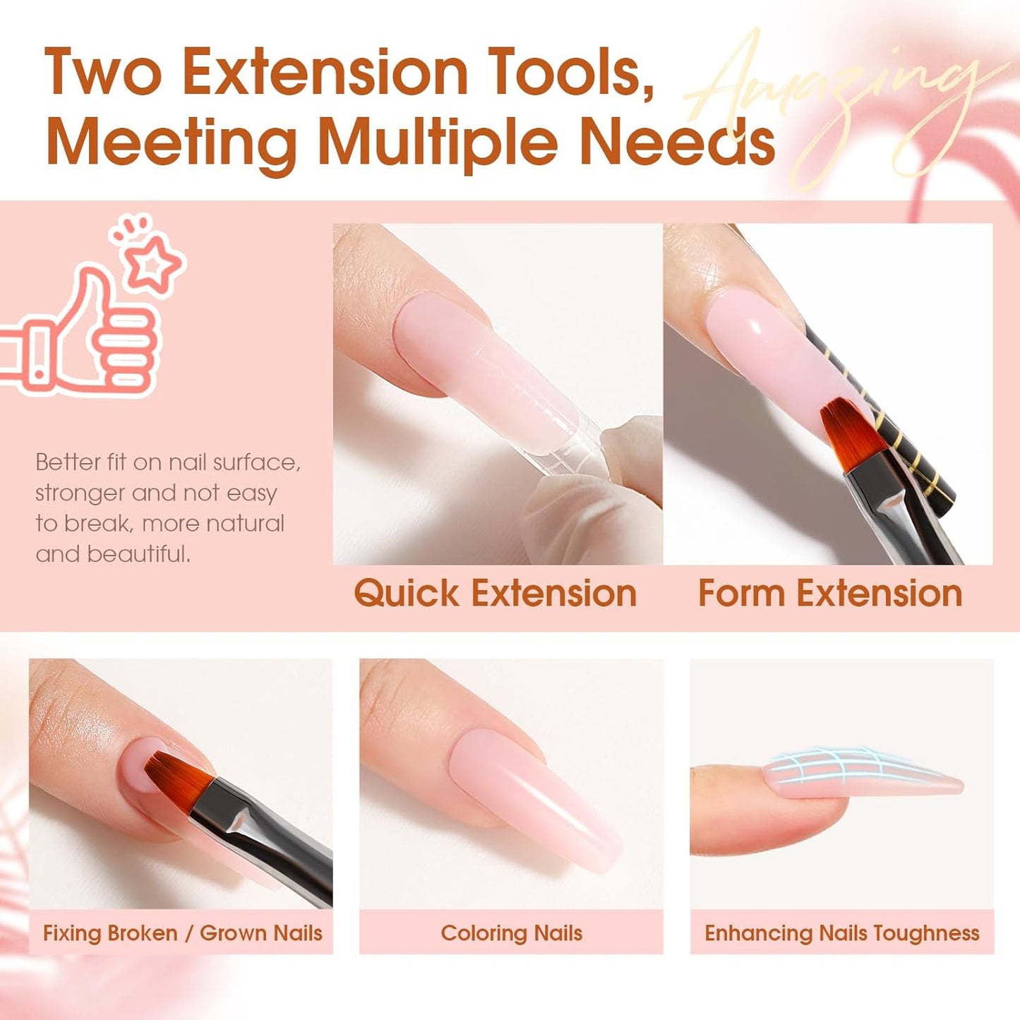 ROSALIND Poly Nail Gel Kit -14 Colors +72 Nail Art Accessories kit Clear Nude Poly Nails Gel Kit Starter Kit with Mini UV Lamp Slip Solution Basic Tools for Beginners with Everything