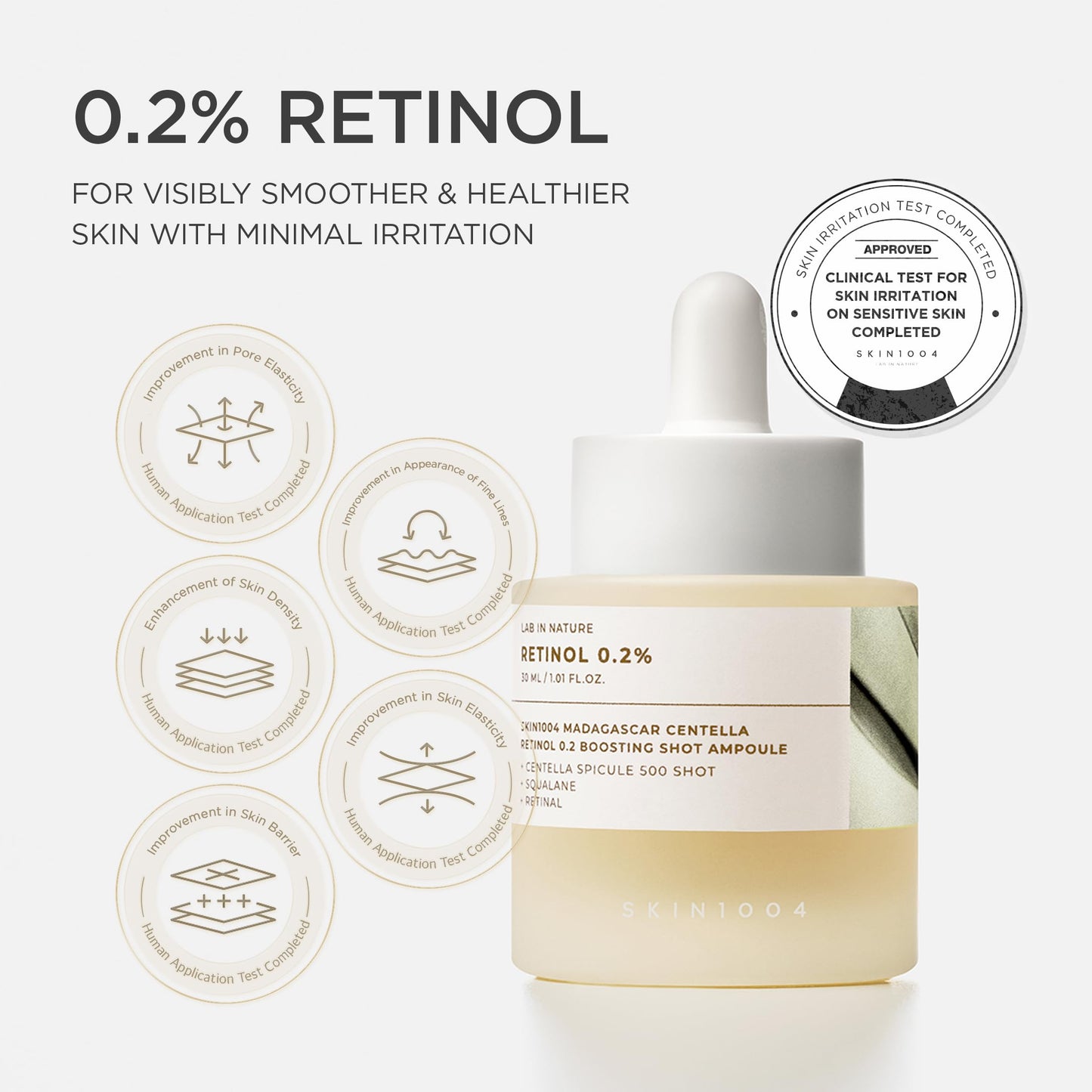 SKIN1004 Retinol 0.2% Boosting Shot Ampoule, Face Serum for Skin Elasticity, Facial Spicule Serum