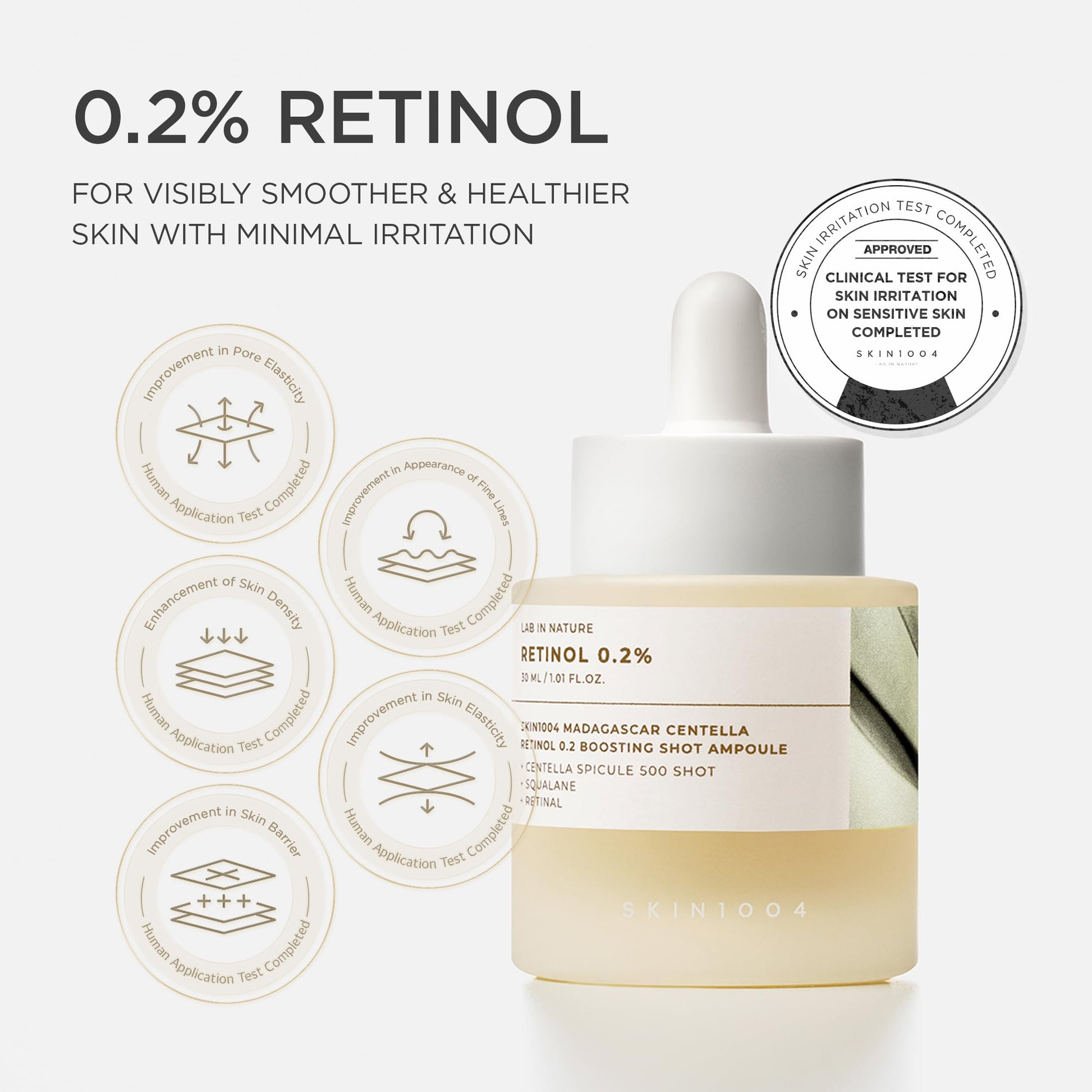 SKIN1004 Retinol 0.2% Boosting Shot Ampoule, Face Serum for Skin Elasticity, Facial Spicule Serum