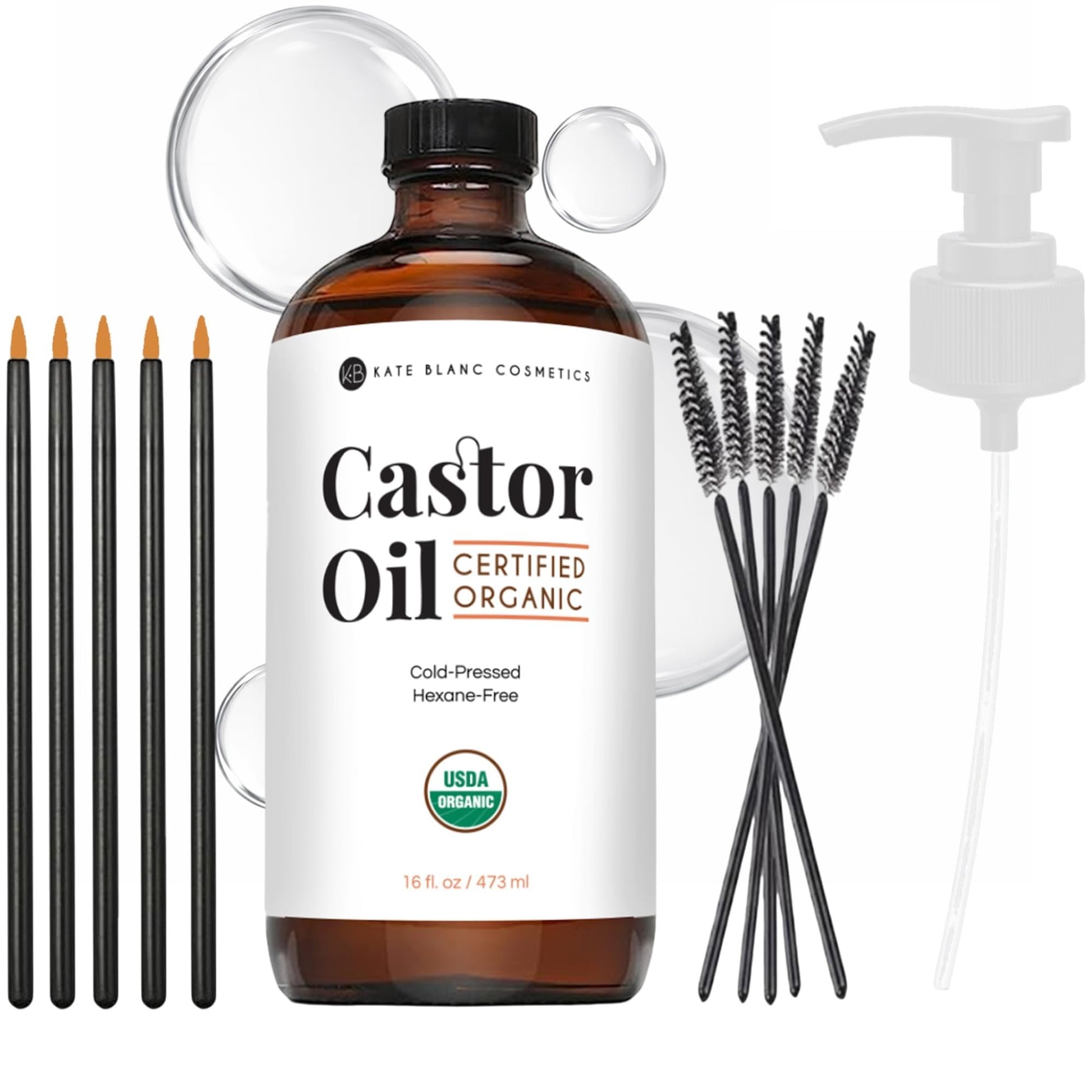 Kate Blanc Cosmetics Castor Oil Organic for Hair, Skin & Face (16oz)