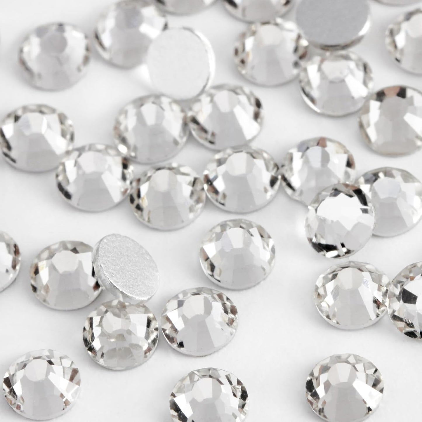 2000PCS SS16 Flatback Rhinestones | 12-Facet Diamond-Cut Glass Gems for Nail Art, Clothing, DIY Crafts |Glue-On Decoration Stones with Silver Backing(Crystal)