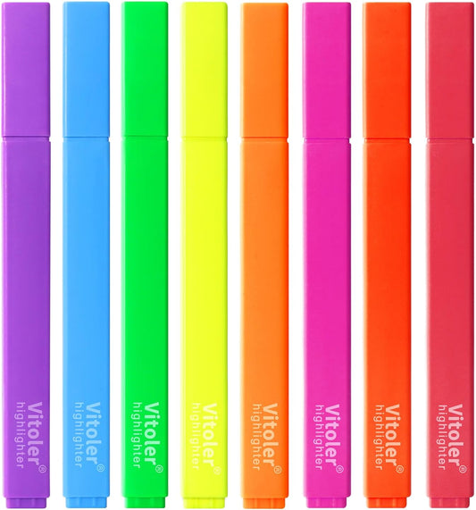 Vitoler Highlighters, 8Pcs Assorted Colors Highlighters,Soft Chisel Tip for Book,Bible Study Supplies Accessories,School Office Use, Teacher Supplies