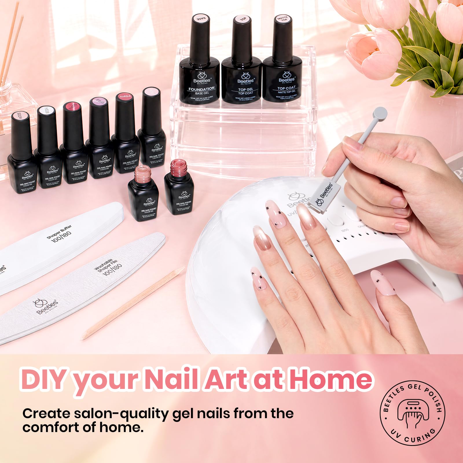 Beetles Nude Gel Polish Set, 20 Color Jelly Cat Eye Gel with Magnet