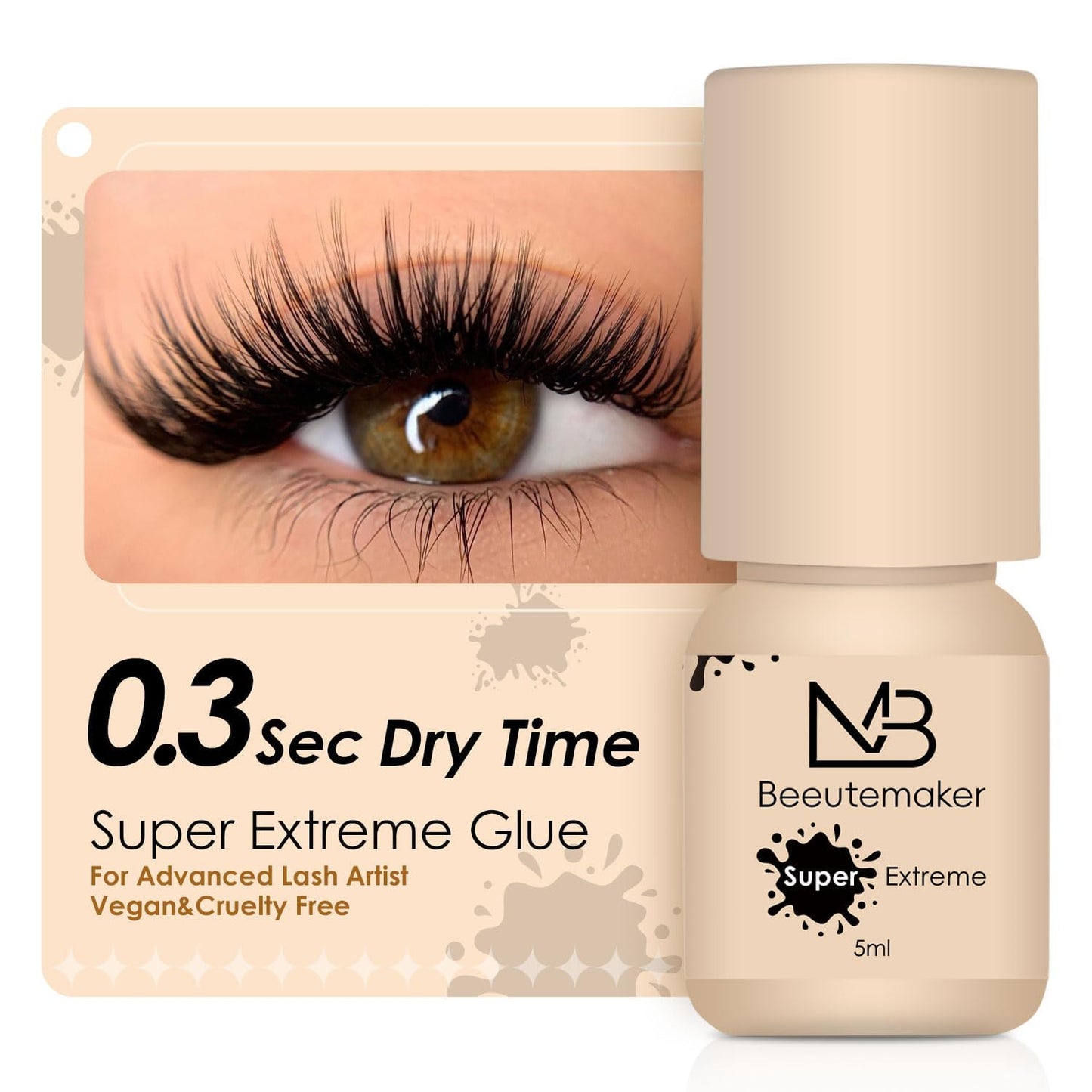 Super Strong Eyelash Extension Glue- 5ml/0.3s Drying Time/7-8 Weeks Retention/Waterproof Black Lash Glue/Professional Eyelash Adhesive for Individual Lash Extensions