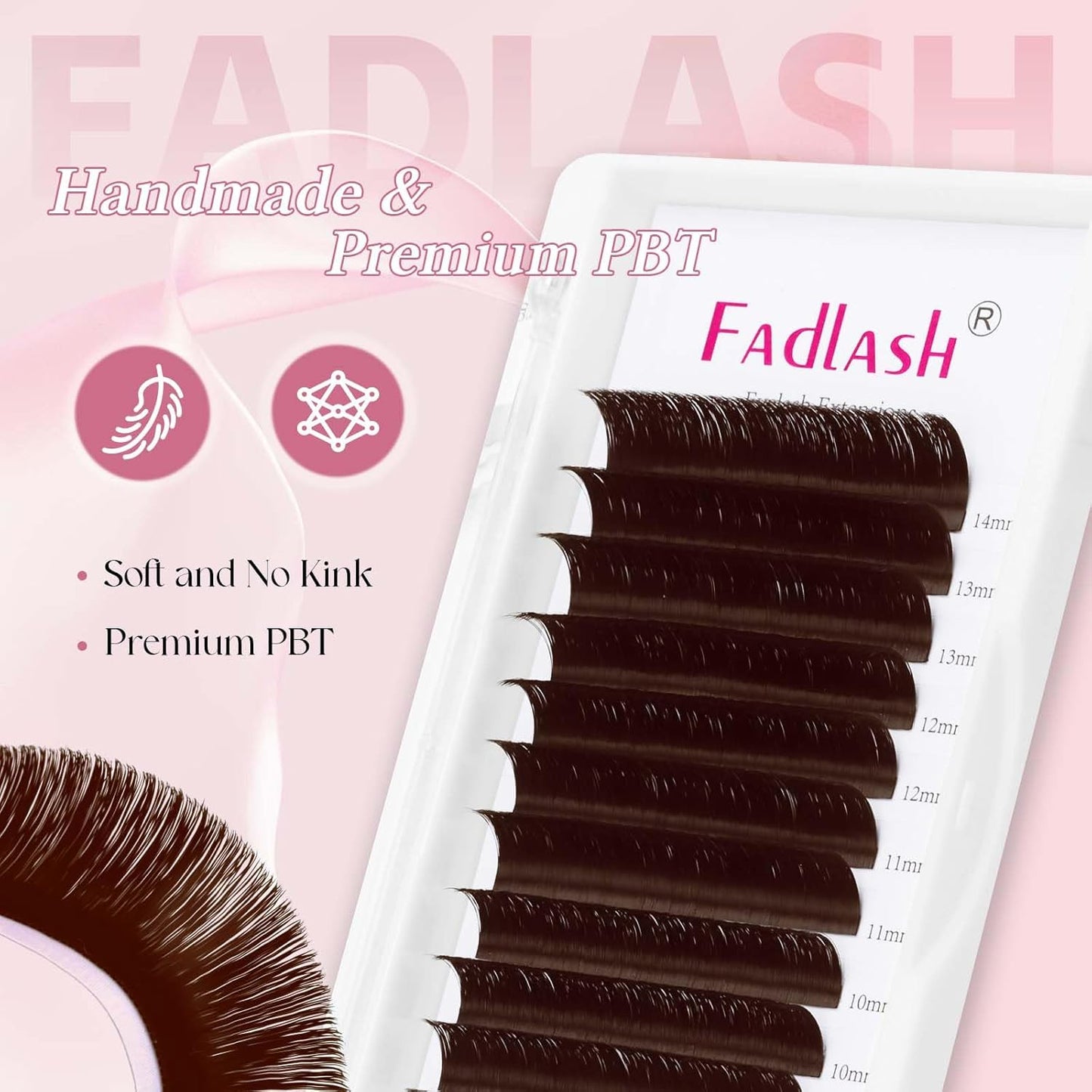 FADLASH Brown Lash Extensions Easy Fan Volume Lashes Colored Lash Extensions C Curl Volume Lash Extension 0.07 Self Fanning Eyelash Extensions (Dark Brown-0.07C, 8-14mm)