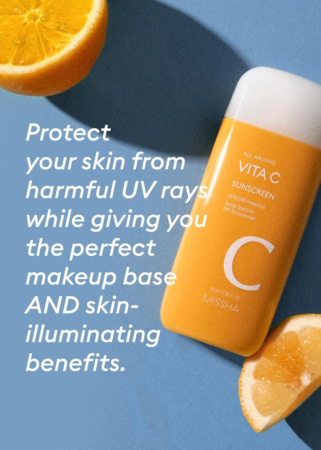 MISSHA All Around Vita C Sunscreen SPF 50, Vitamin C Face Care 2.36 oz