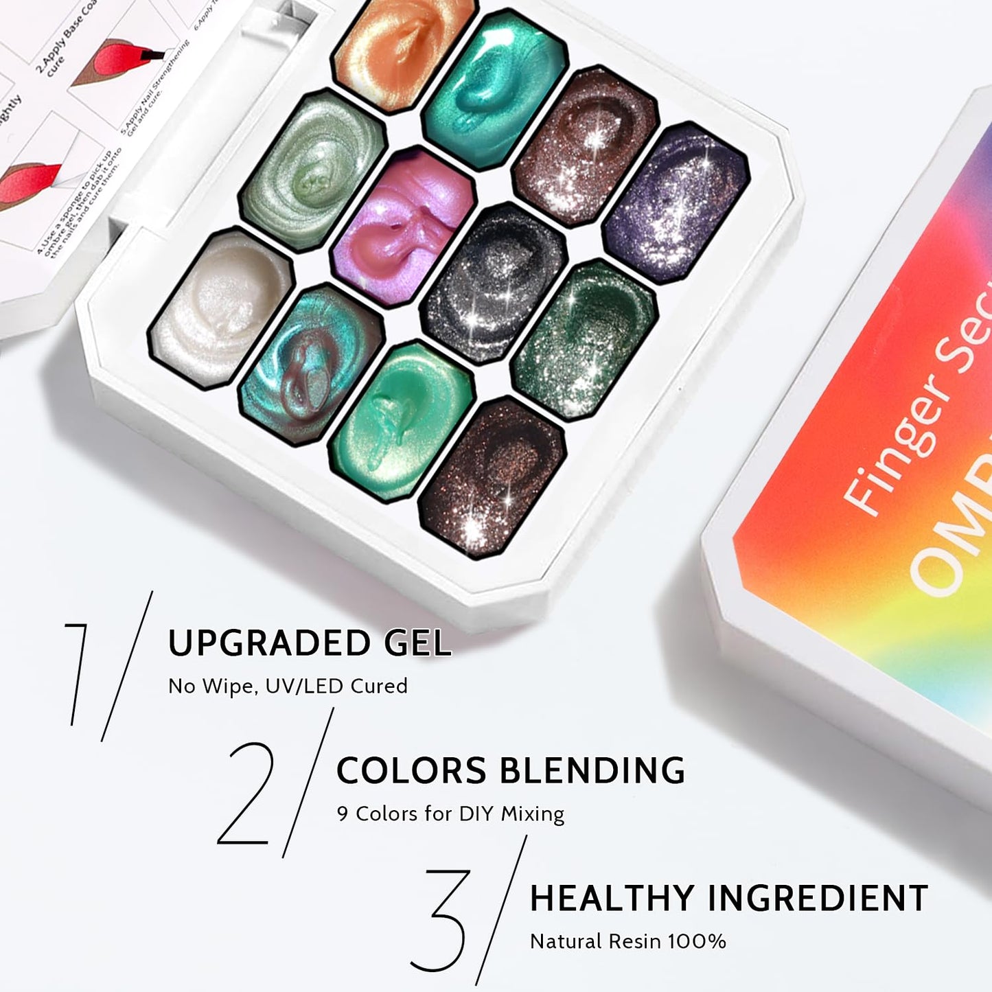 Sponge Pat Paint Nail Gel, Ombre Nails Gradient Gel Nail Blush Blooming Aura Nails Drawing Stripper Floral Painting DIY Nail Art, No Wipe, UV/LED Curing (12 Colors B)