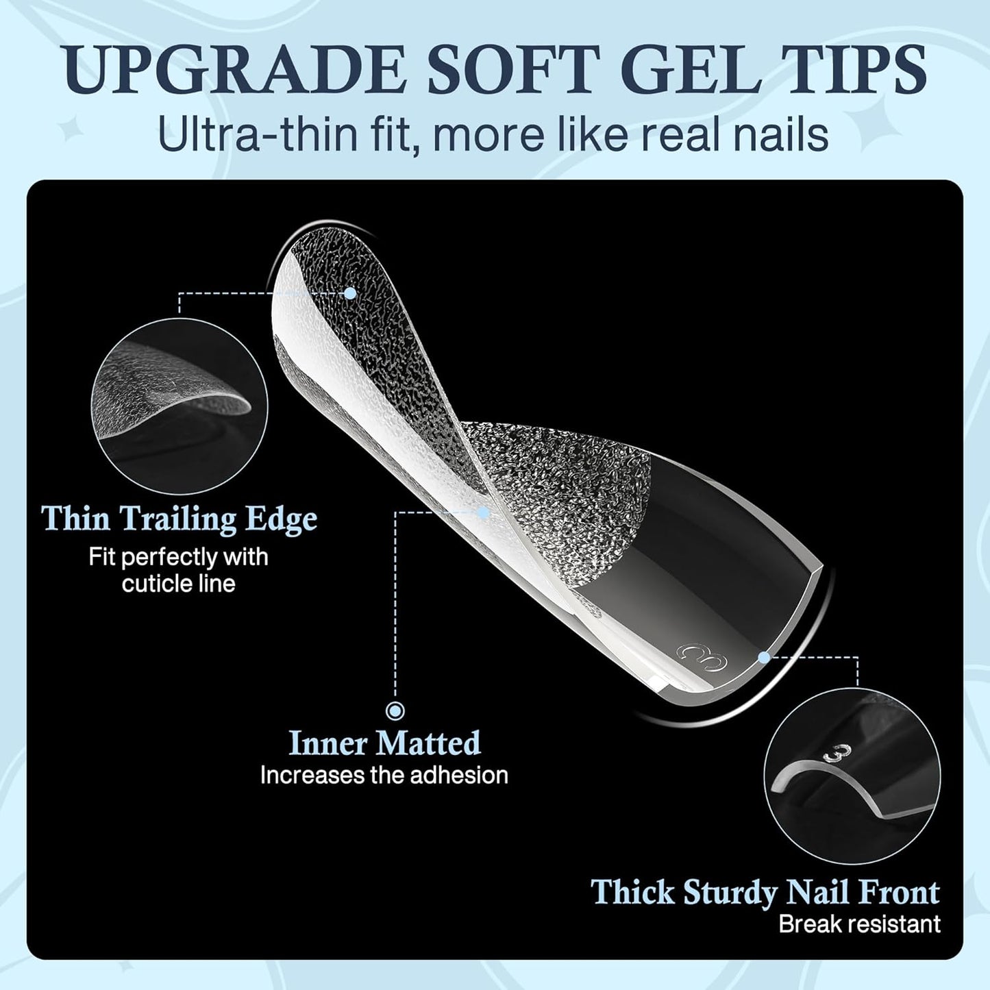 Short Coffin Nails Tips: Soft Gel Pre-Shaped Acrylic Nail Tips Coffin 360pcs Fake Nails Half Matte Full Cover Clear Press on False Acrylic Nails for Nail Extension Home DIY 12 Sizes