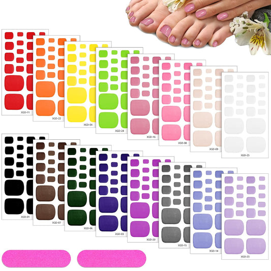 Maitys 352 Pieces 16 Sheets Toenail Polish Stickers Strips Adhesive Toe Nail Wraps Full Wraps