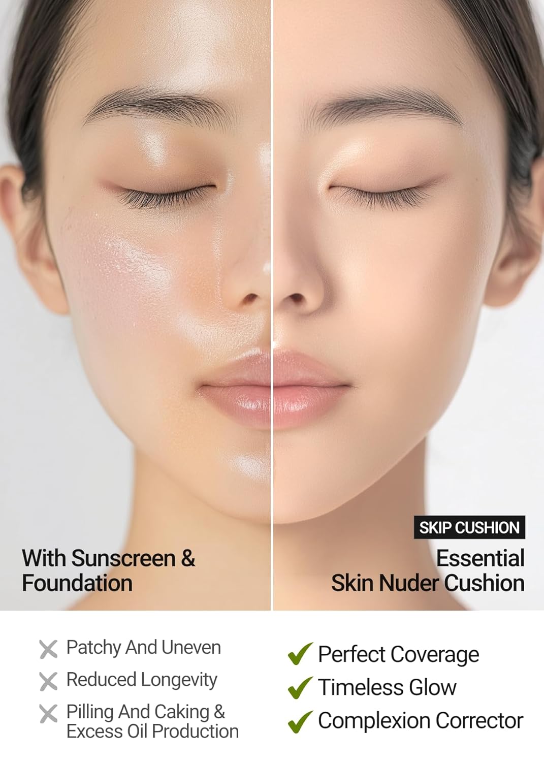 [JUNGSAEMMOOL OFFICIAL] Essential Skin Nuder Cushion (07 Medium) | Refill Included | Natural Finish | SPF50 Broad Spectrum | Makeup Artist Brand
