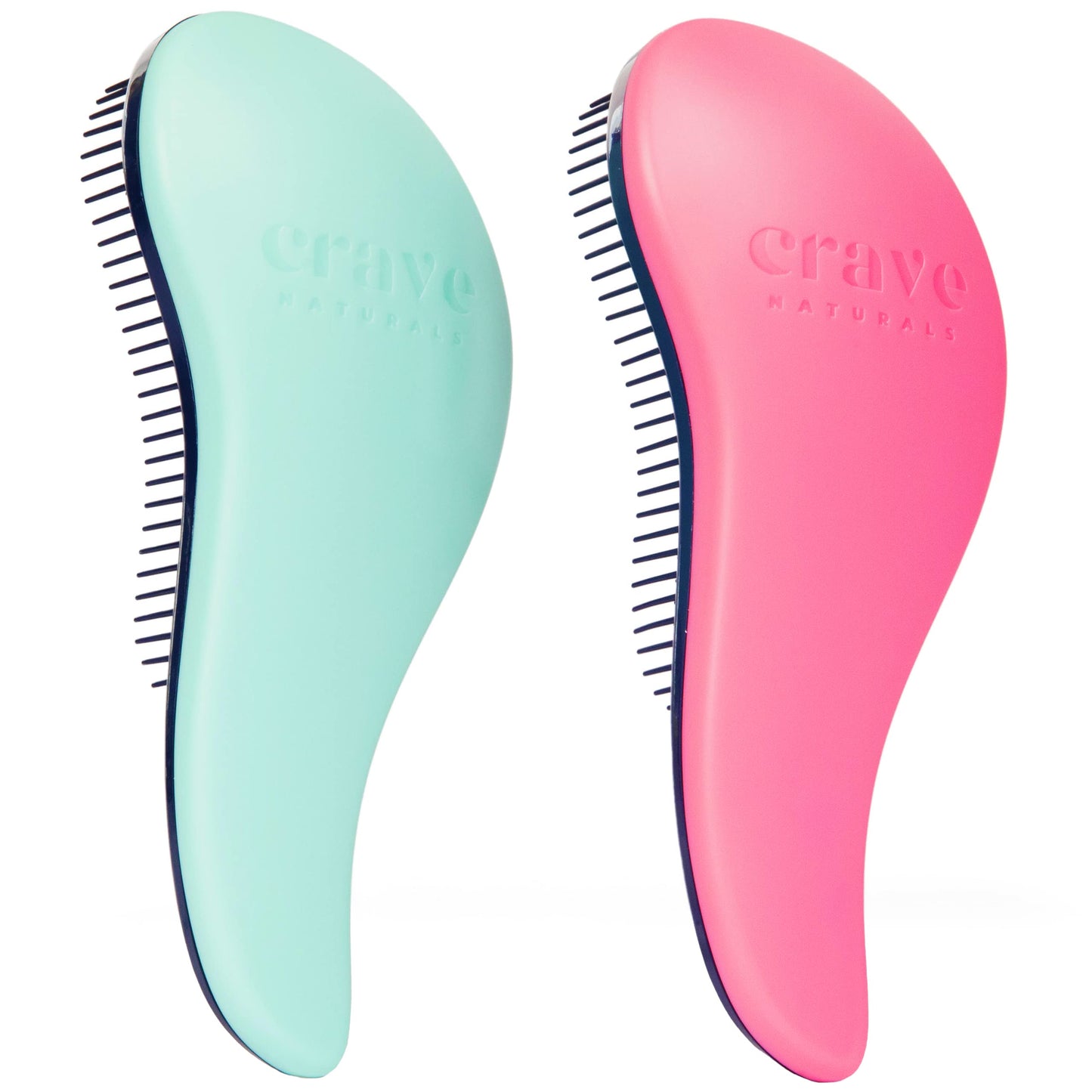 Crave Naturals Glide Thru Detangler Brush Pack of 2 - Curly Hair Brush for Women and Kids - Wet and