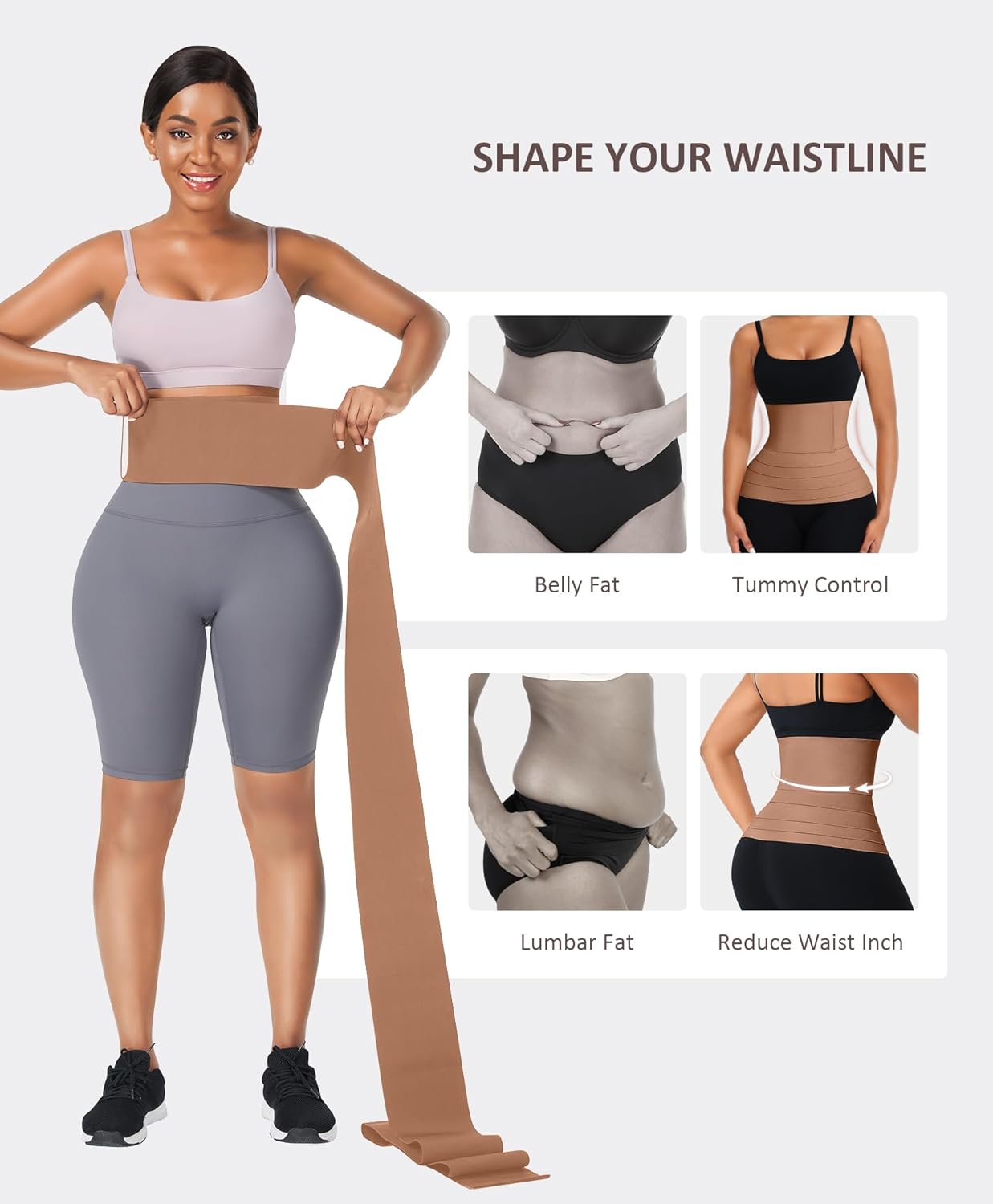 FeelinGirl Waist Trainer for Women Trimmer Belt Waist Cincher Tummy Wrap Plus Size Snatch Me Up Bandage Body Shaper