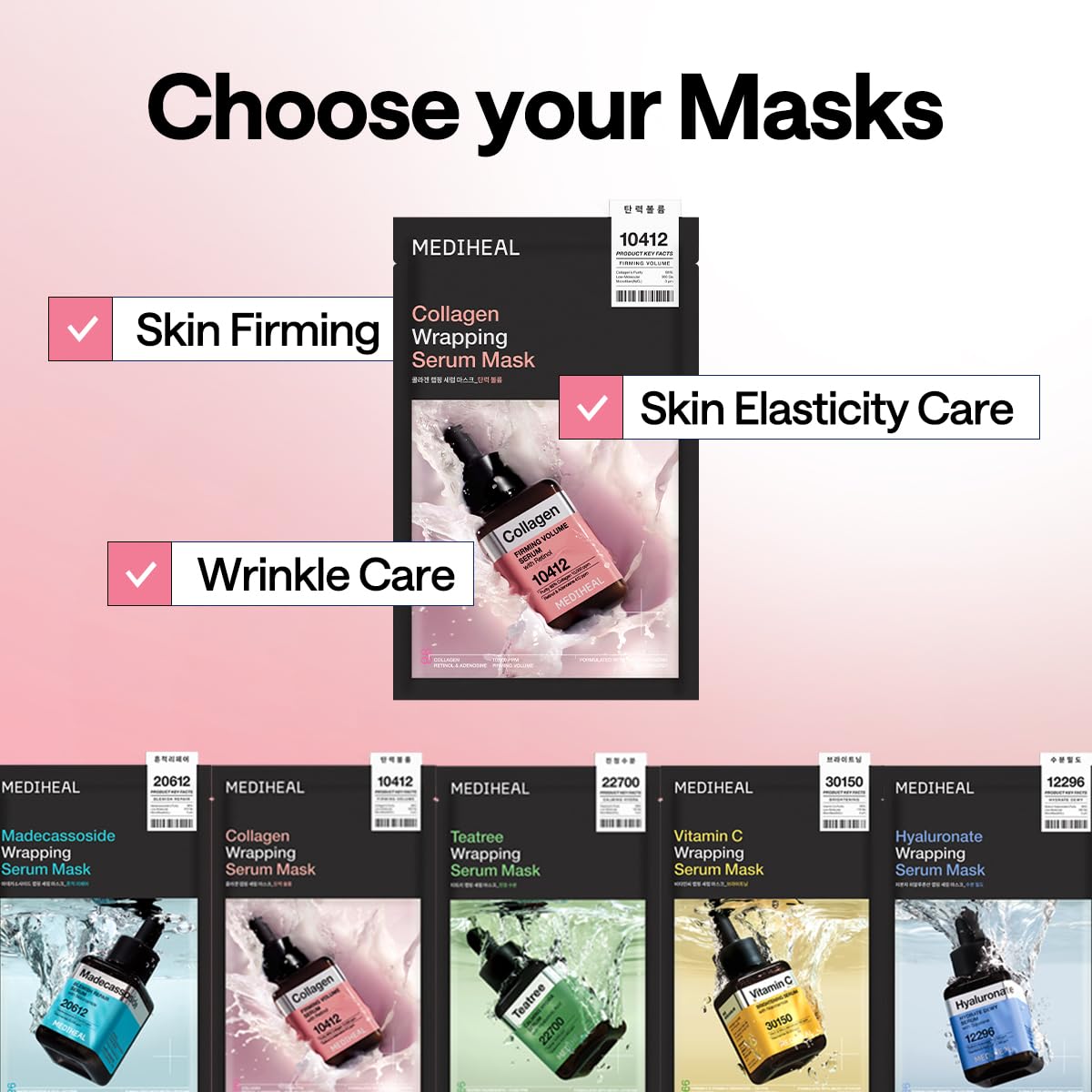 MEDIHEAL Collagen Wrapping Serum Face Mask for Firming Volume (10ea)